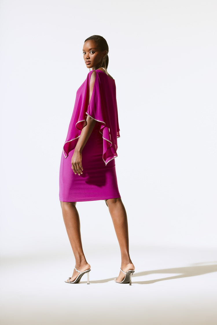 Chiffon And Silky Knit Poncho Dress 243797