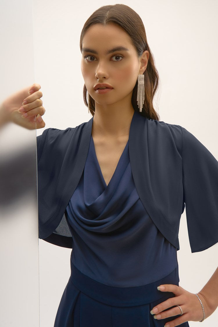 Georgette Bell Sleeve Bolero in Navy 243798S25
