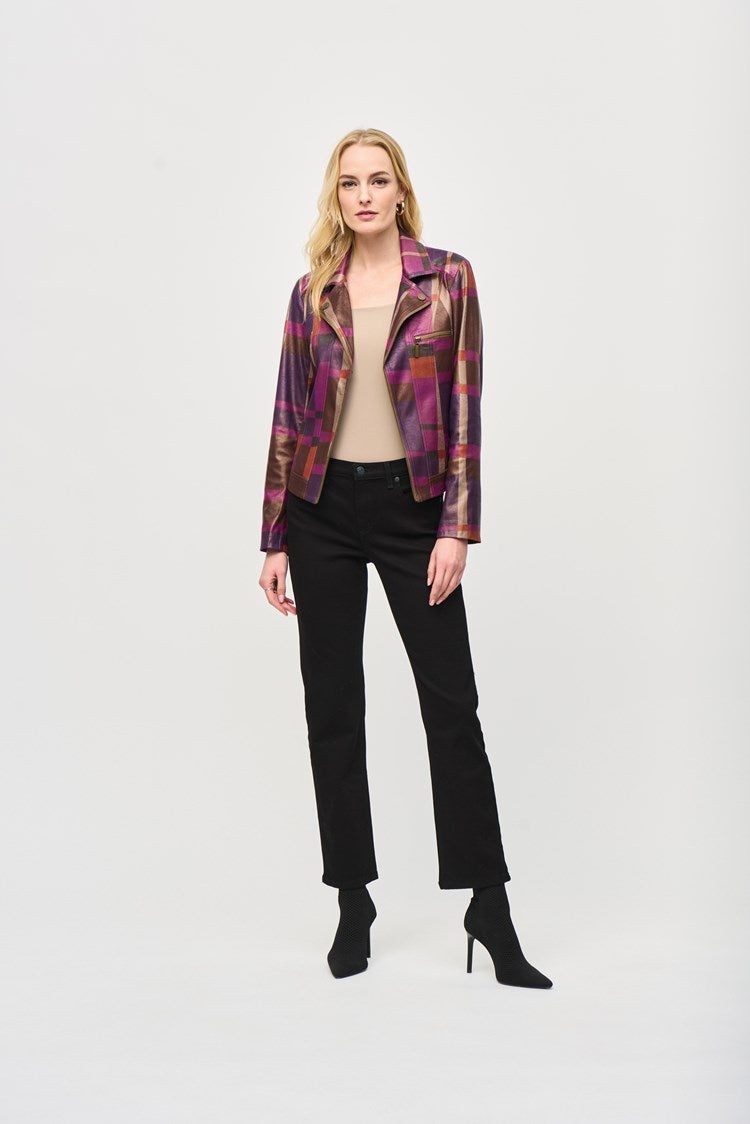 Foiled Print Faux Suede Jacket 243921