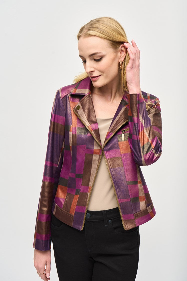 Foiled Print Faux Suede Jacket 243921