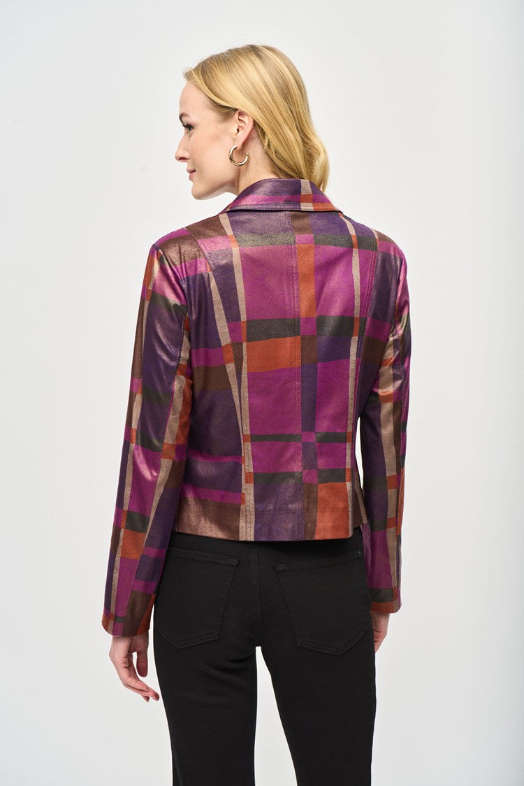 Foiled Print Faux Suede Jacket 243921