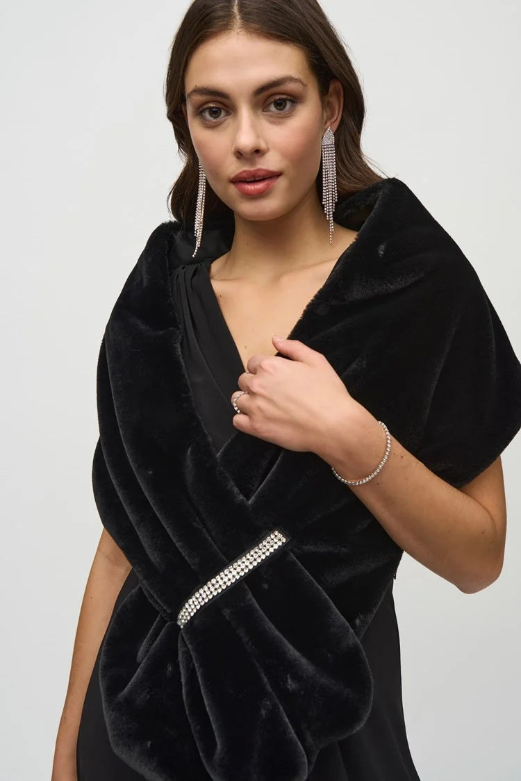 Faux Fur Cover-Up with Rhinestone Loop 244907