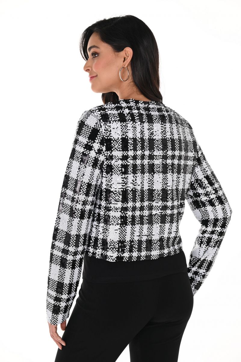 Knit Sequin Jacket in Black & White 246239U