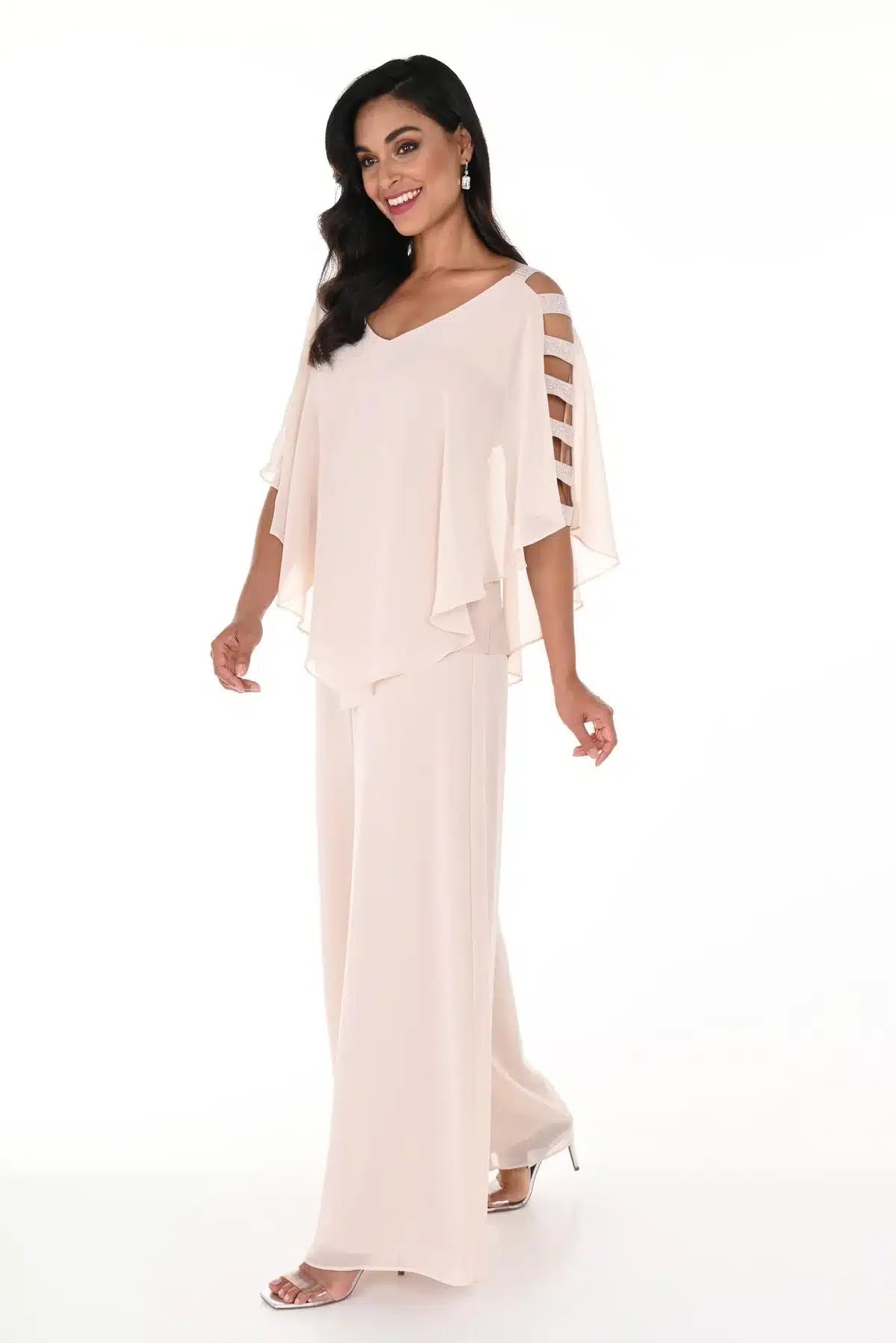 Chiffon Overlay Top and Pant Set 248034