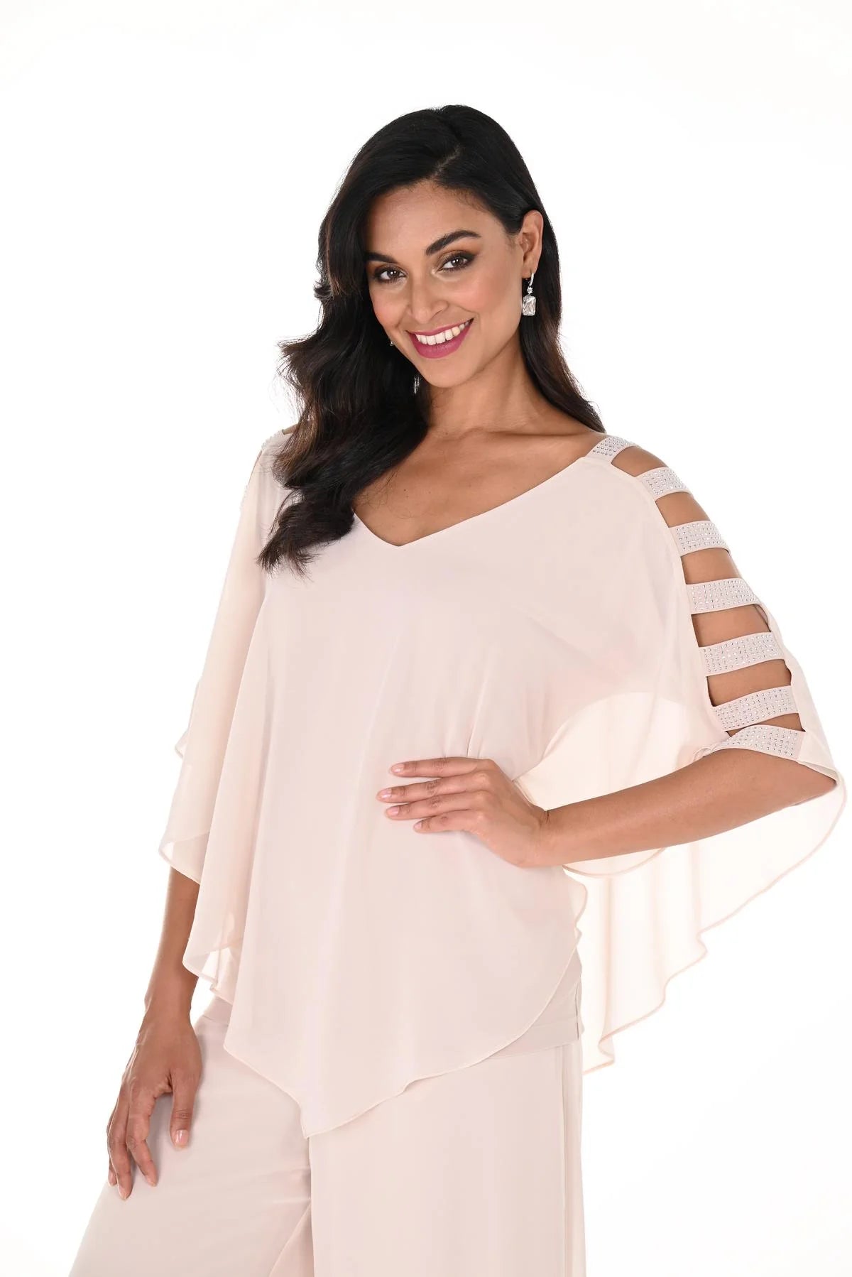 Chiffon Overlay Top and Pant Set 248034