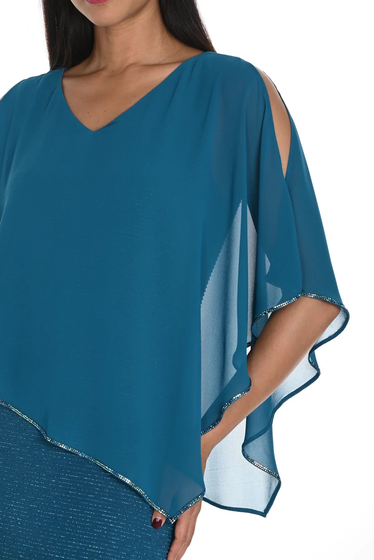 Shimmer Knit Teal Gown 249301