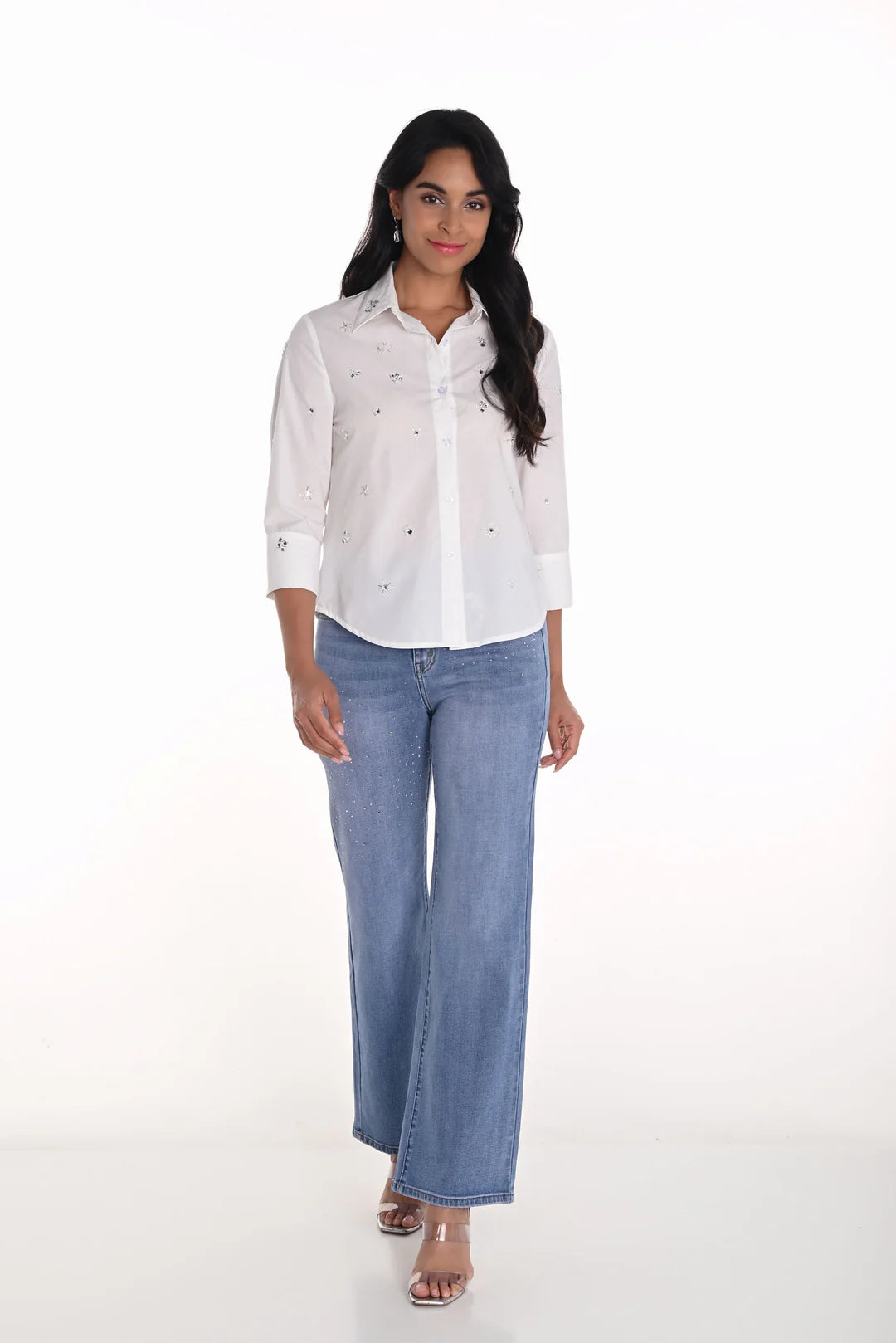 High-waisted Jewel Embellished Jeans Style 251501