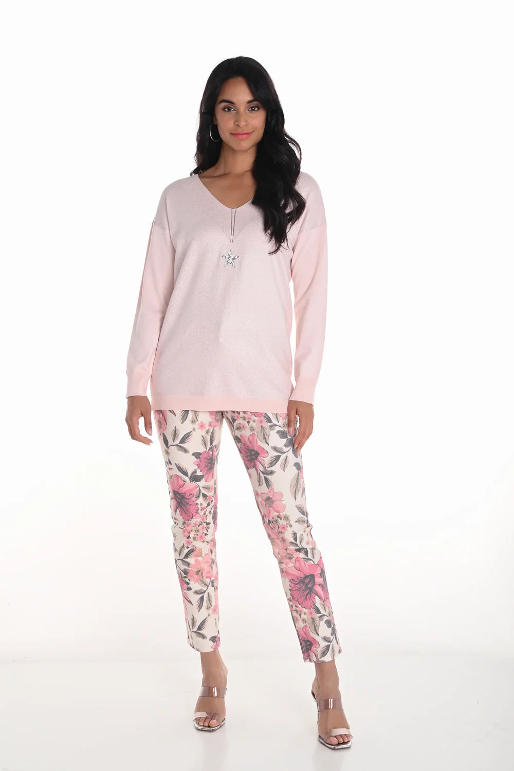 Off-White/Pink Floral Print Jean- 251510