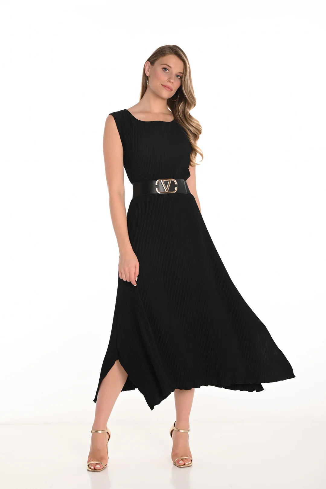 A-Line Sleeveless Black Dress 251547