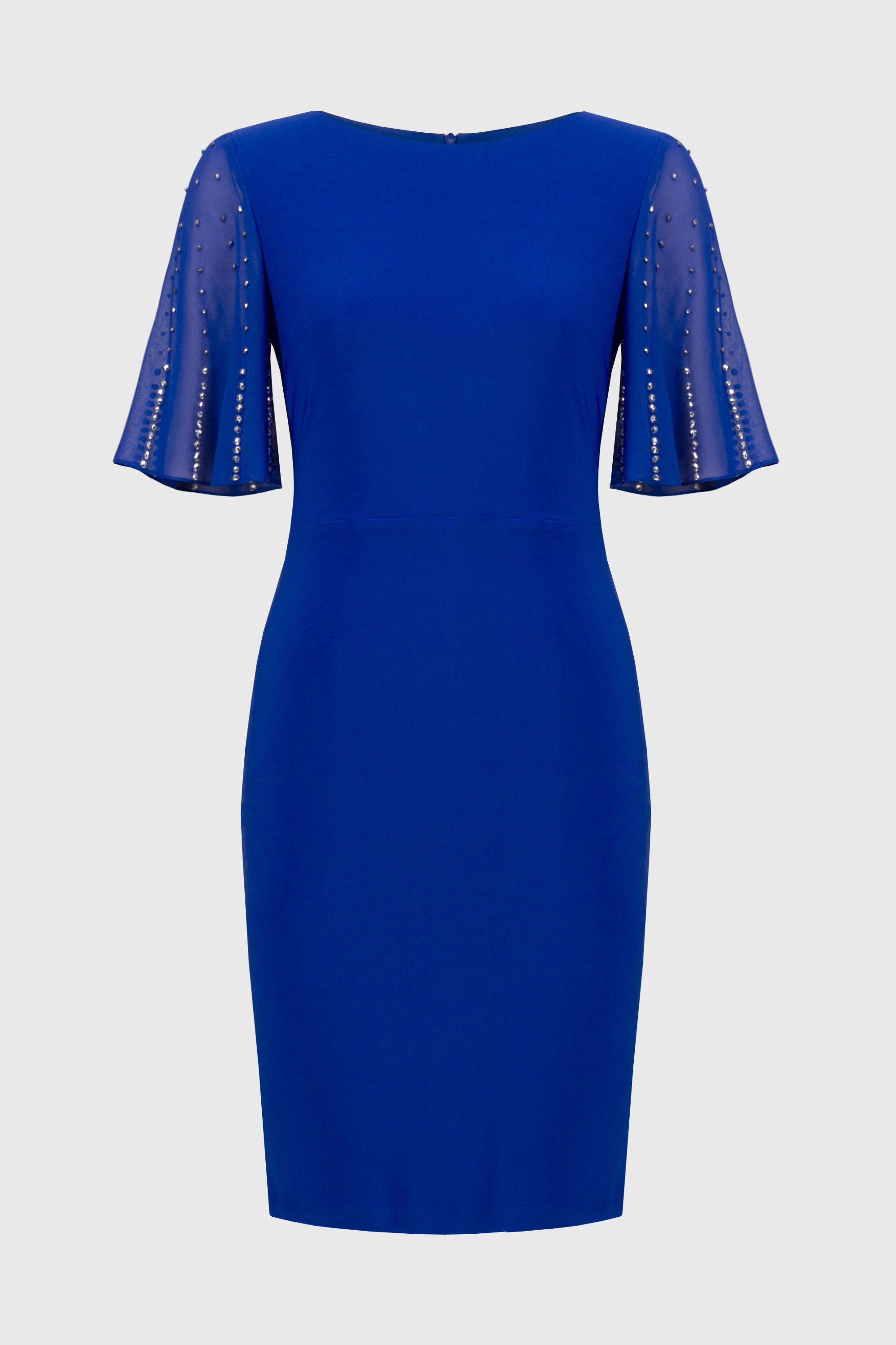Silky Knit and Chiffon Sheath Dress 251721
