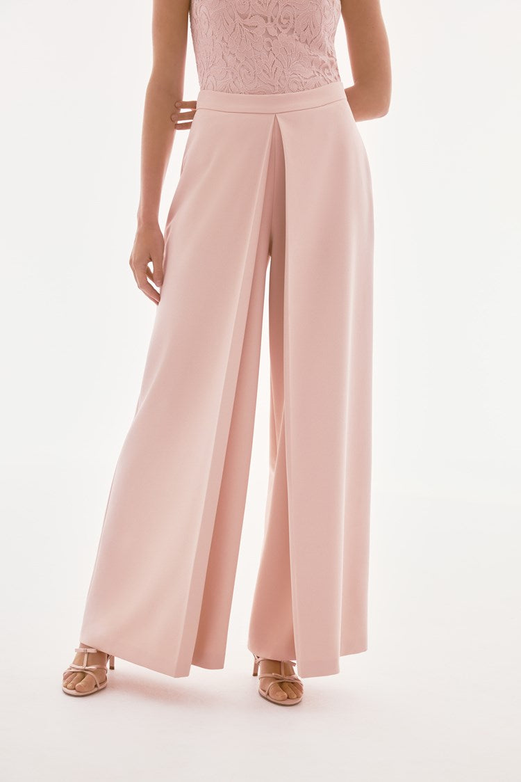 Woven Crepe High Waist Wide Leg Pants 251734