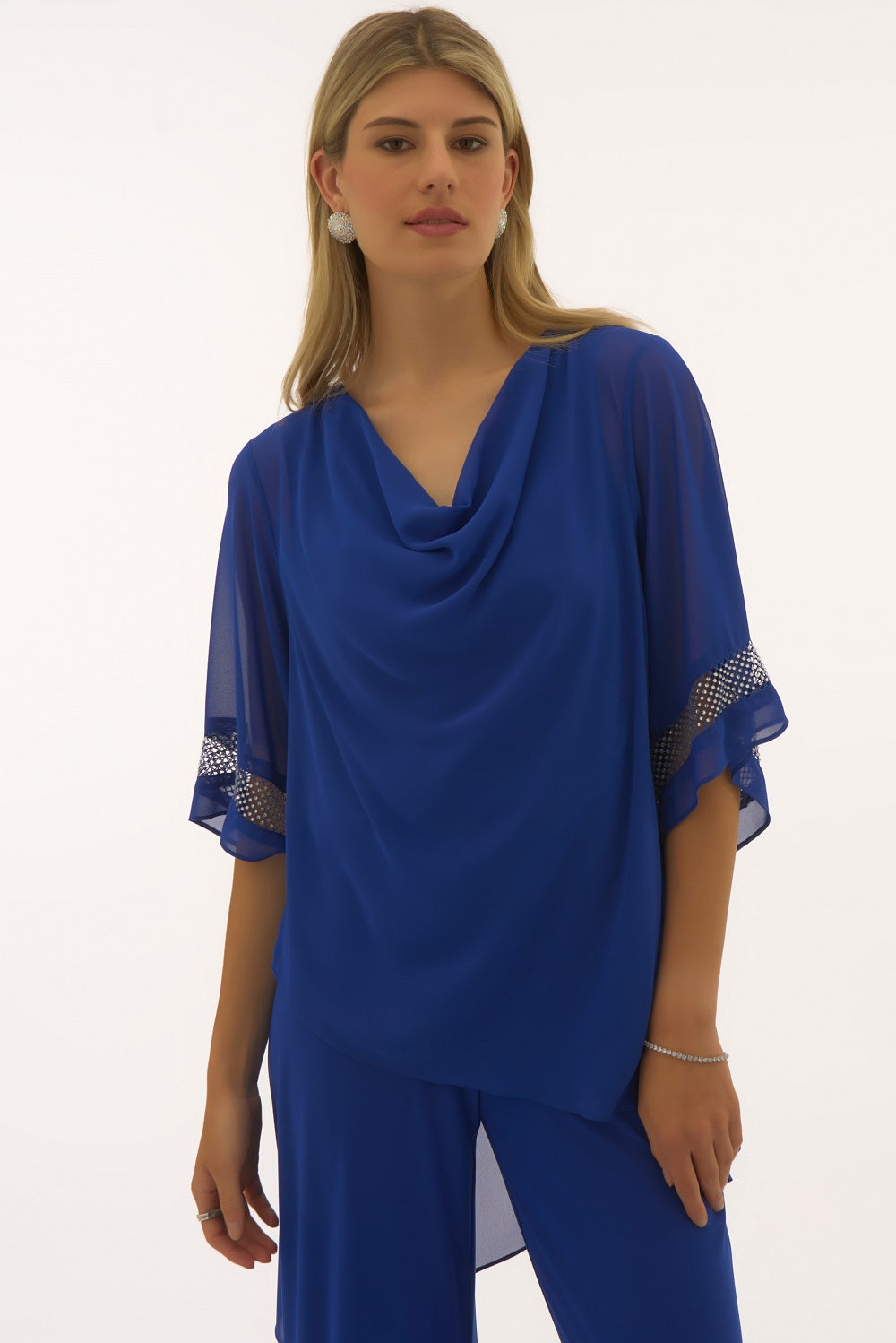 Layered Top with Sequin Trim in Royal Sapphire 251740