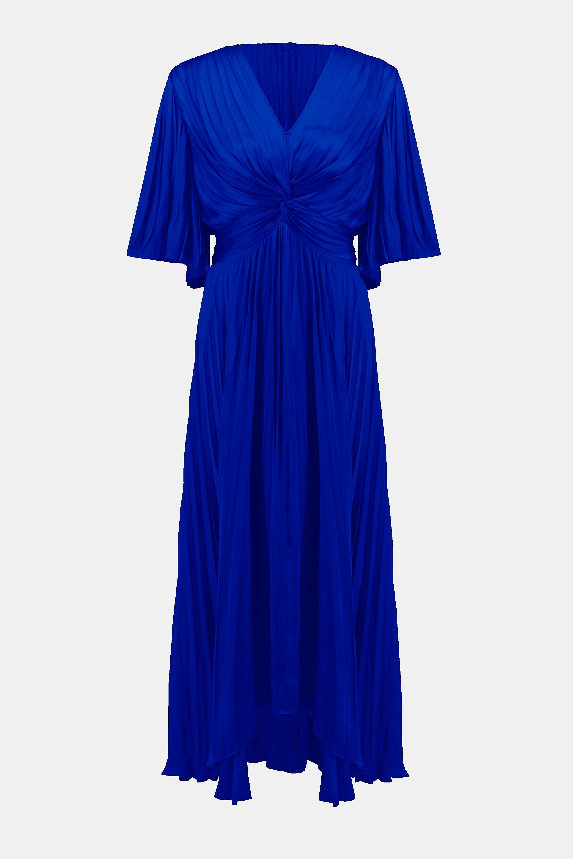 Pleated Satin Midi Dress in Royal Sapphire 251903F25