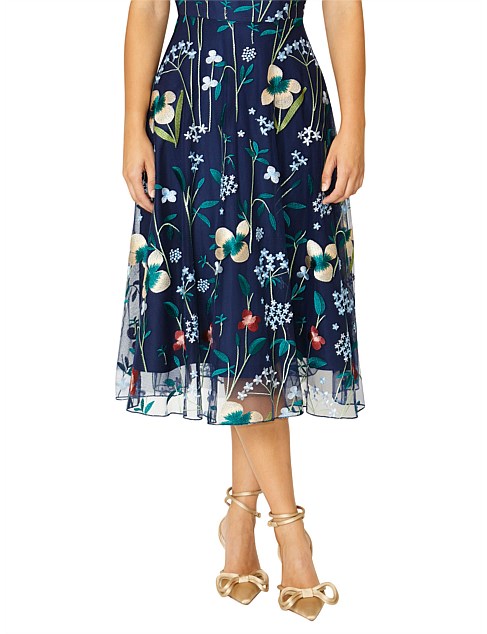 Navy Print A-Line Dress