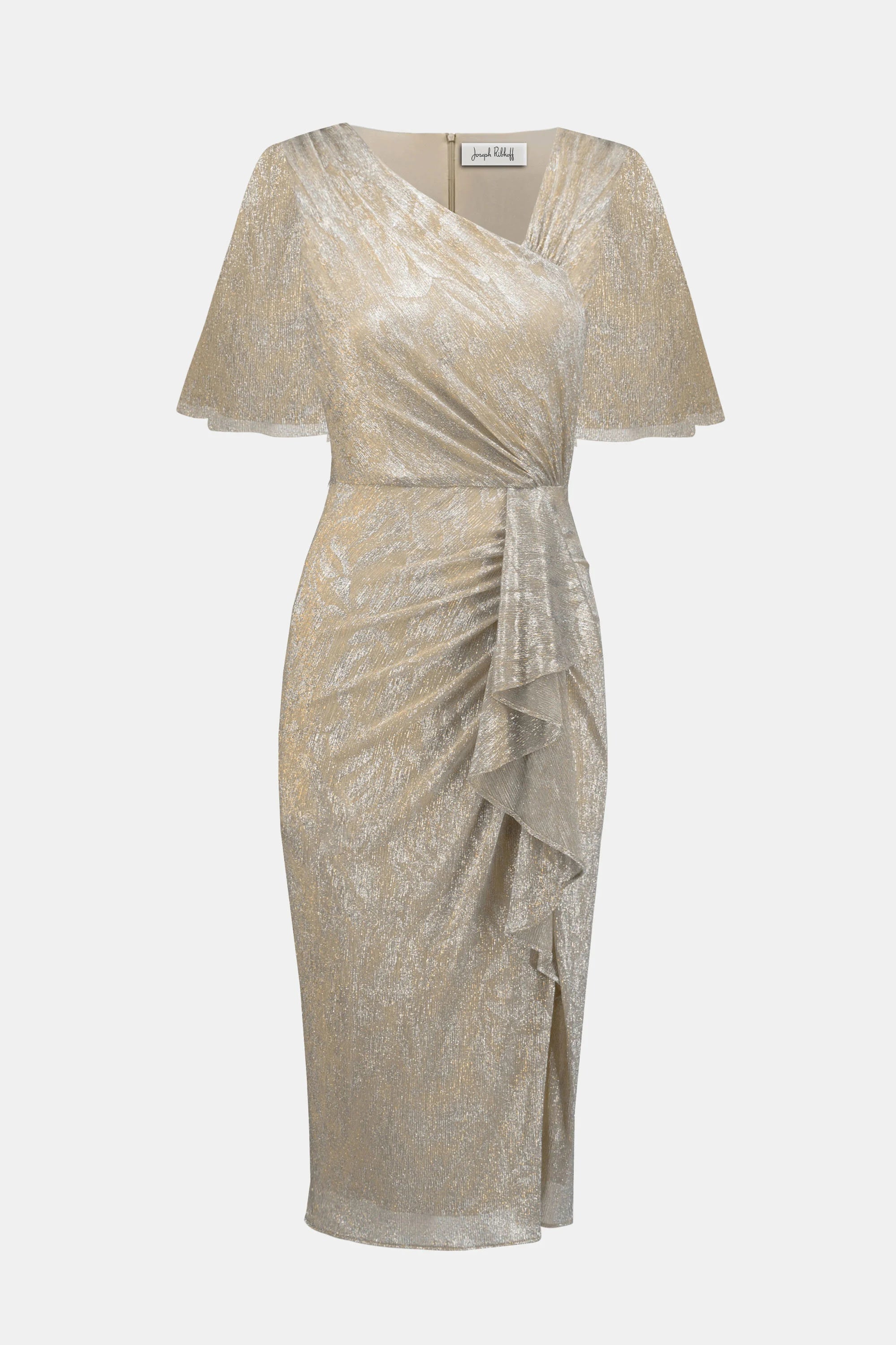 Foiled Plissé Novelty Knit Sheath Dress 252706X
