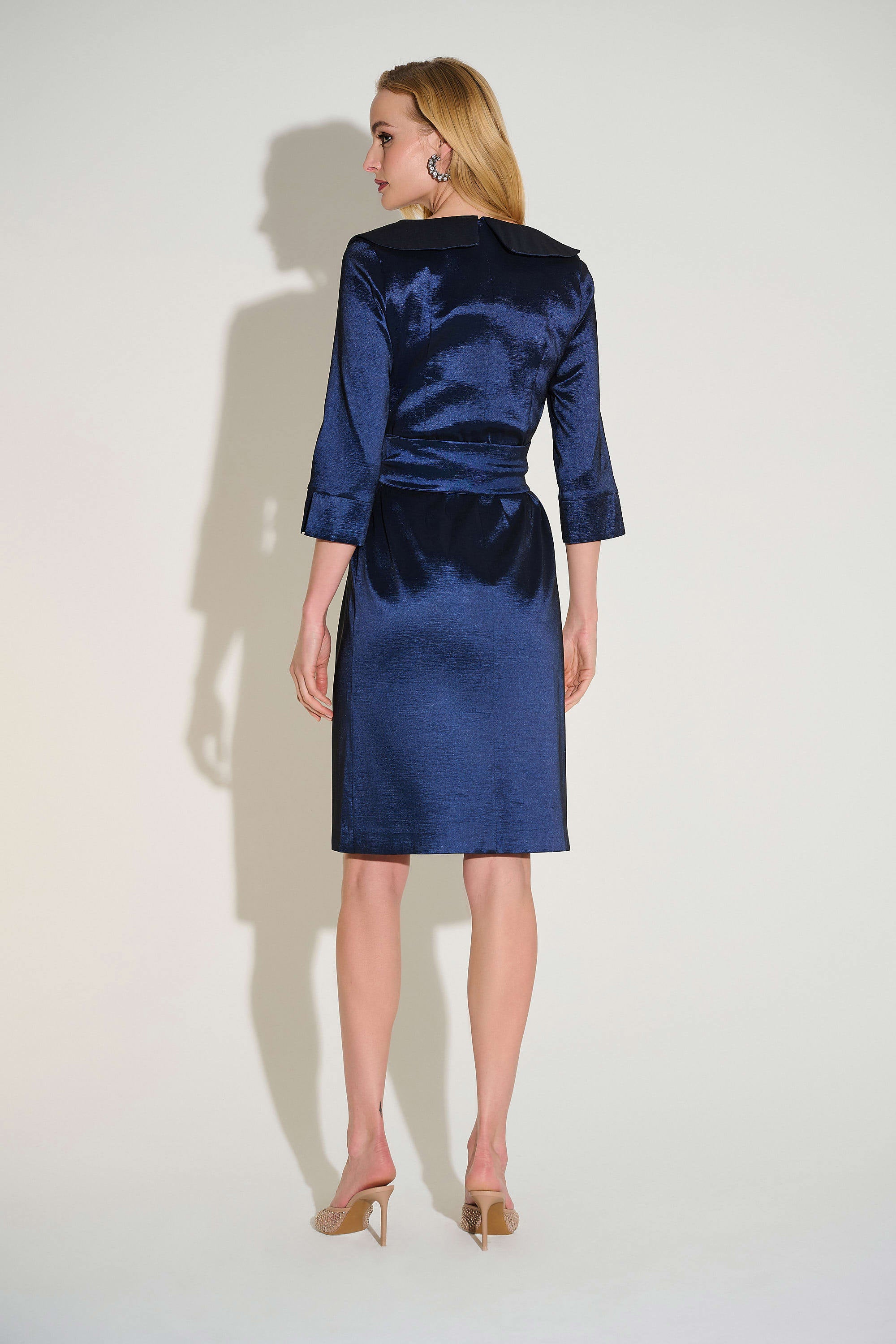 Stretch Taffeta Sheath Dress with Sash Belt 252718F25