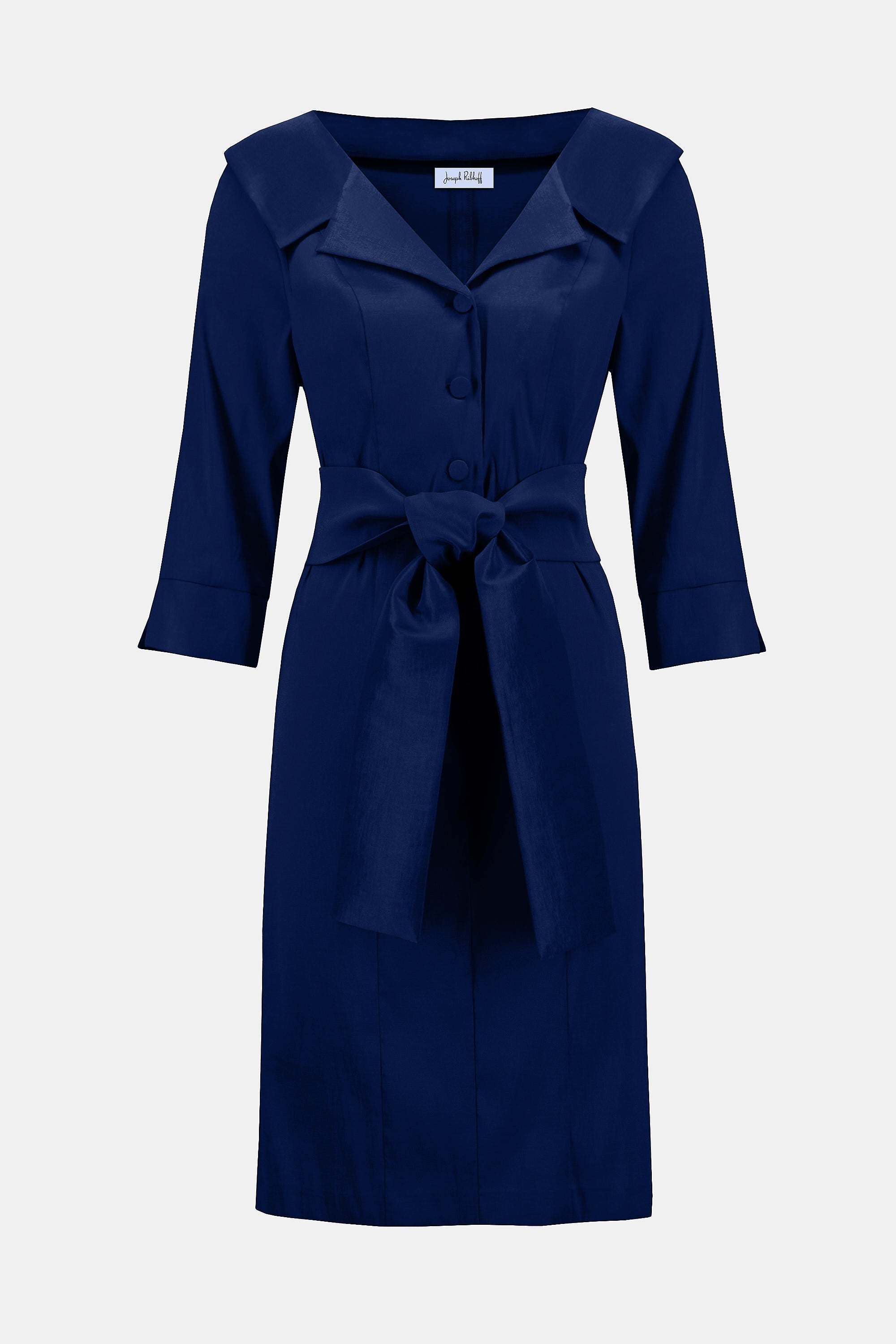Stretch Taffeta Sheath Dress with Sash Belt 252718F25