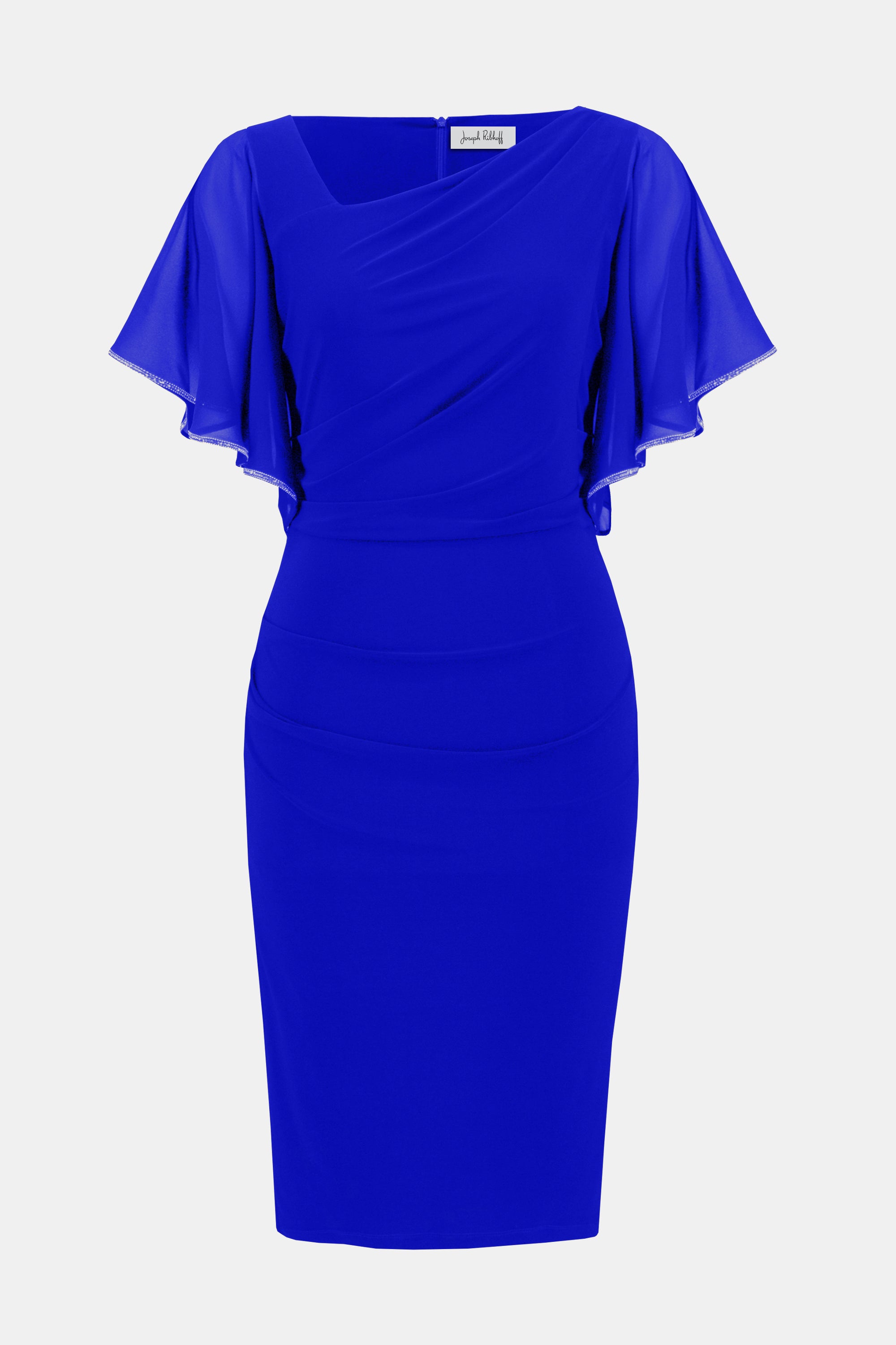 Silky Knit And Chiffon Sheath Dress 252719