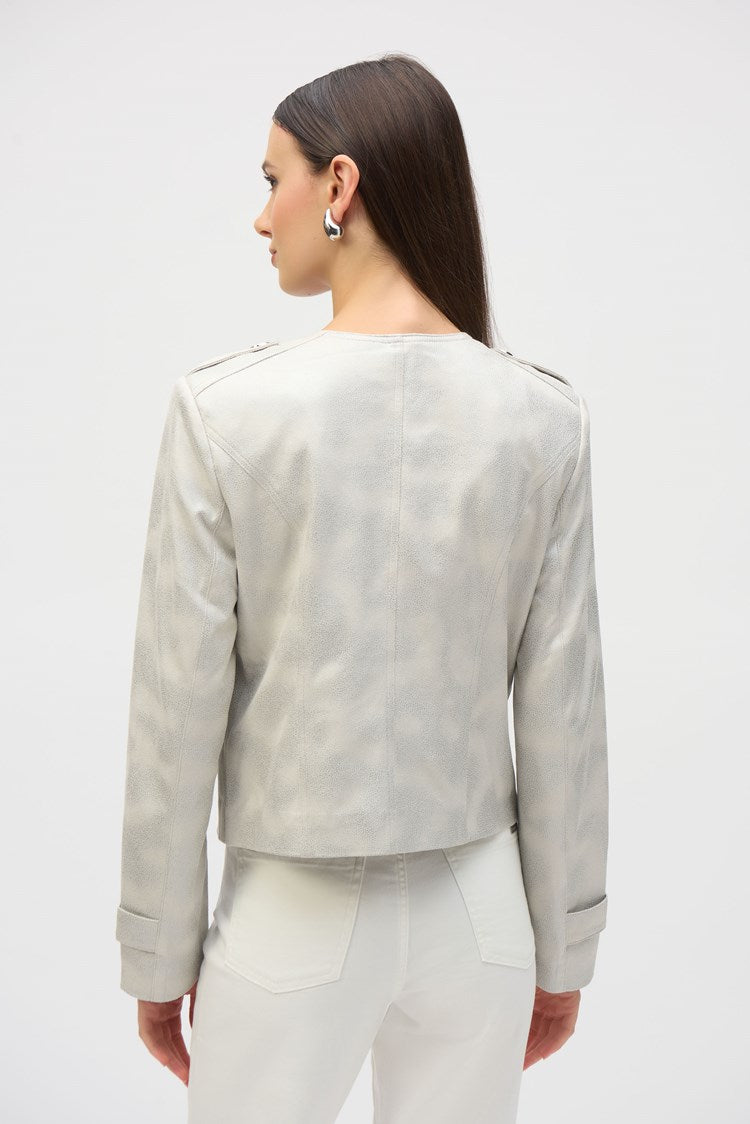 Foiled Faux Suede Boxy Jacket in Moonstone 252918
