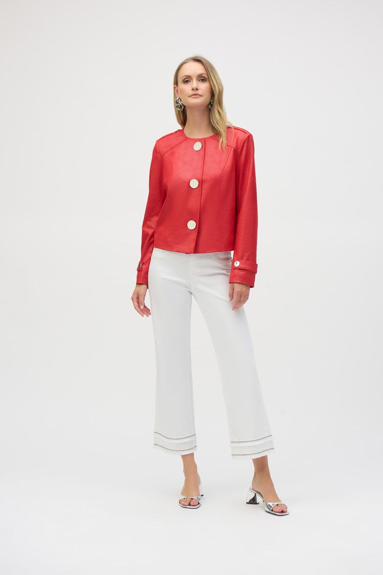 Foiled Faux Suede Boxy Jacket in Radiant Red 252918