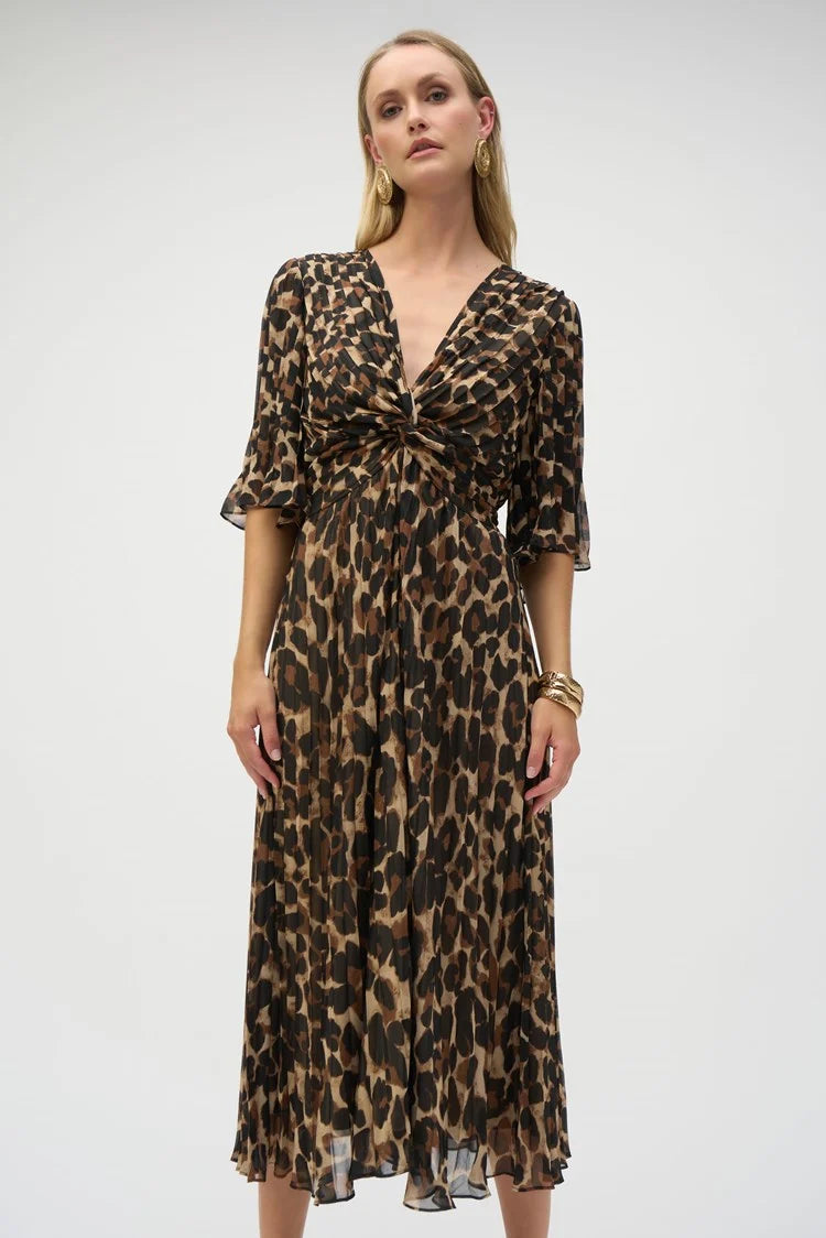 Chiffon Animal Print Fit and Flare Dress 252935