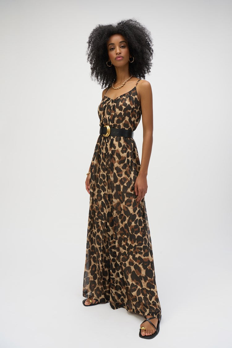 Chiffon Animal Print Wide Leg Jumpsuit 252936