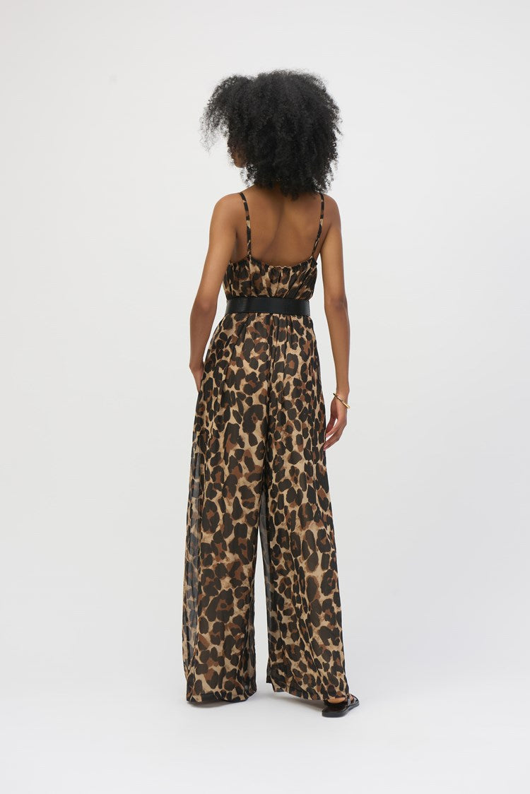 Chiffon Animal Print Wide Leg Jumpsuit 252936