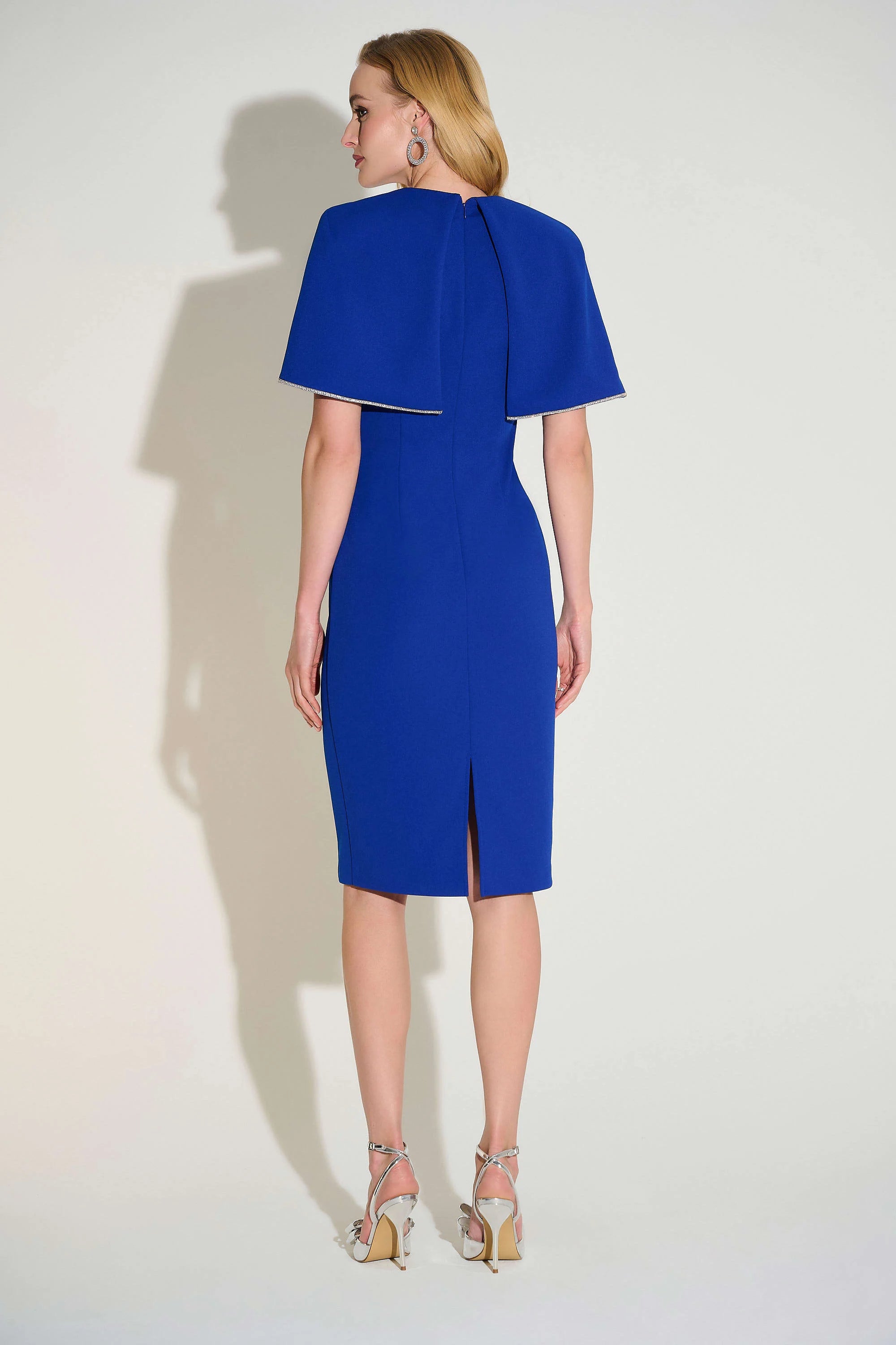 Scuba Crepe Sheath Dress with Cape 253724