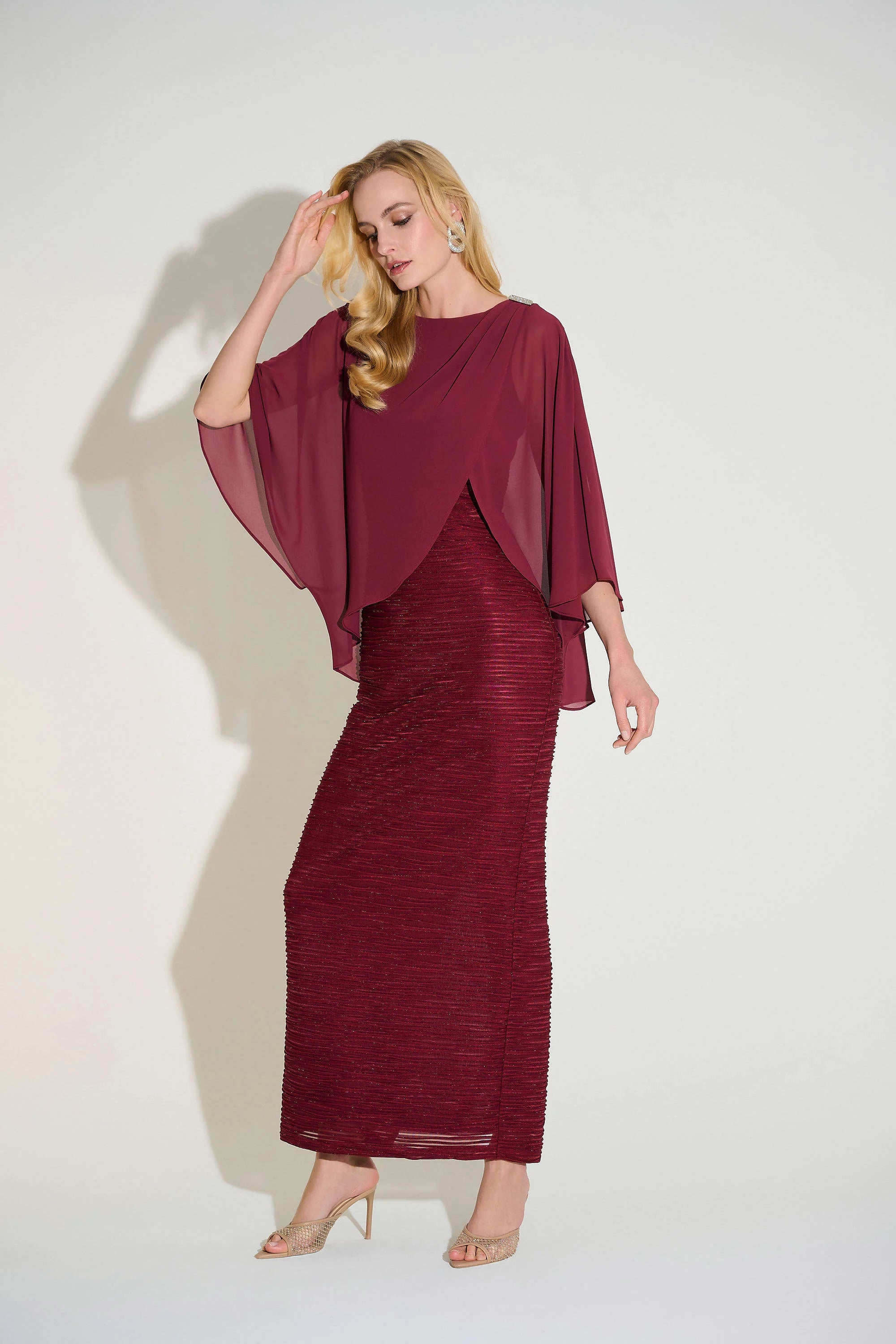 Novelty Sheath Gown with Chiffon Overlay 253739