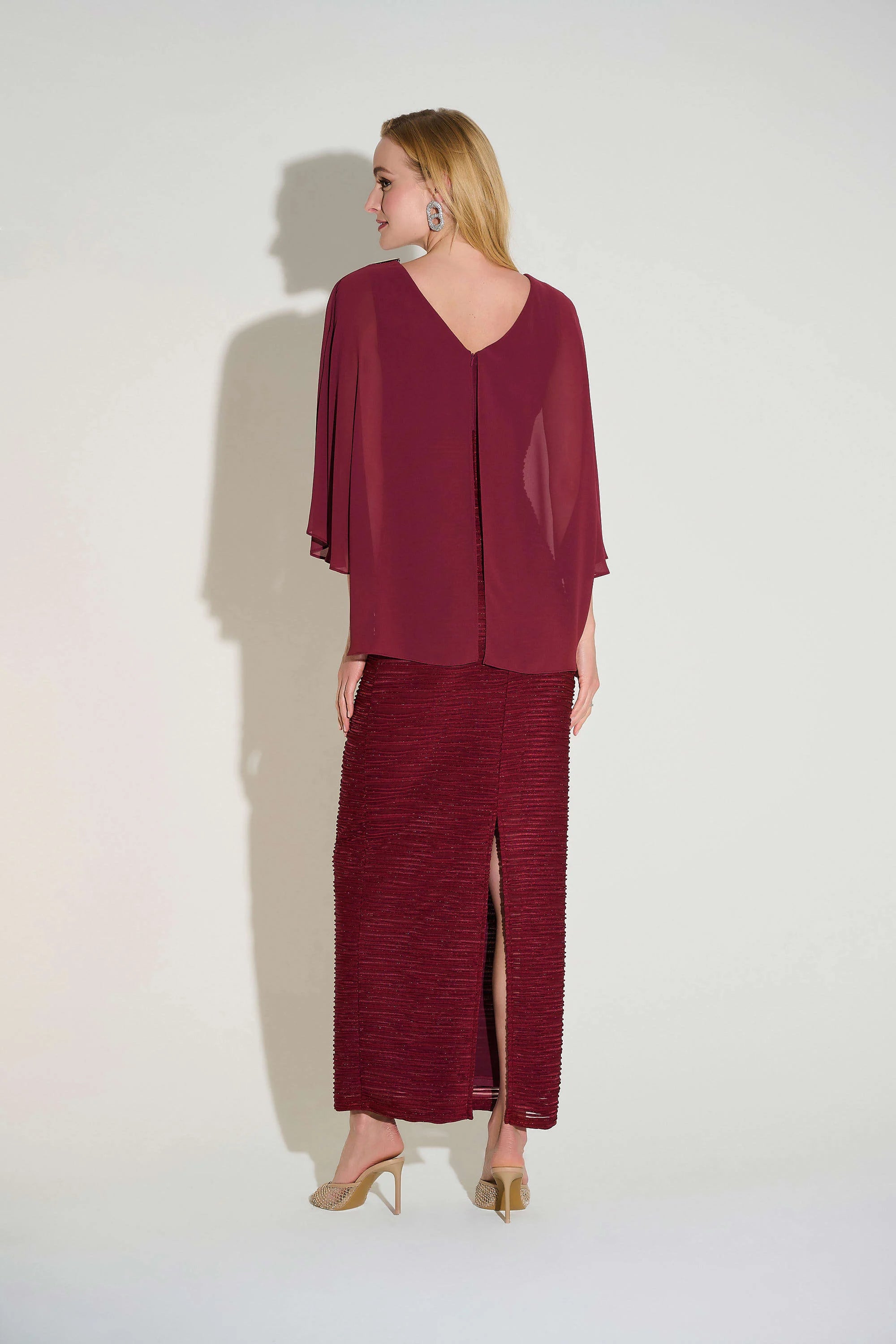Novelty Sheath Gown with Chiffon Overlay 253739