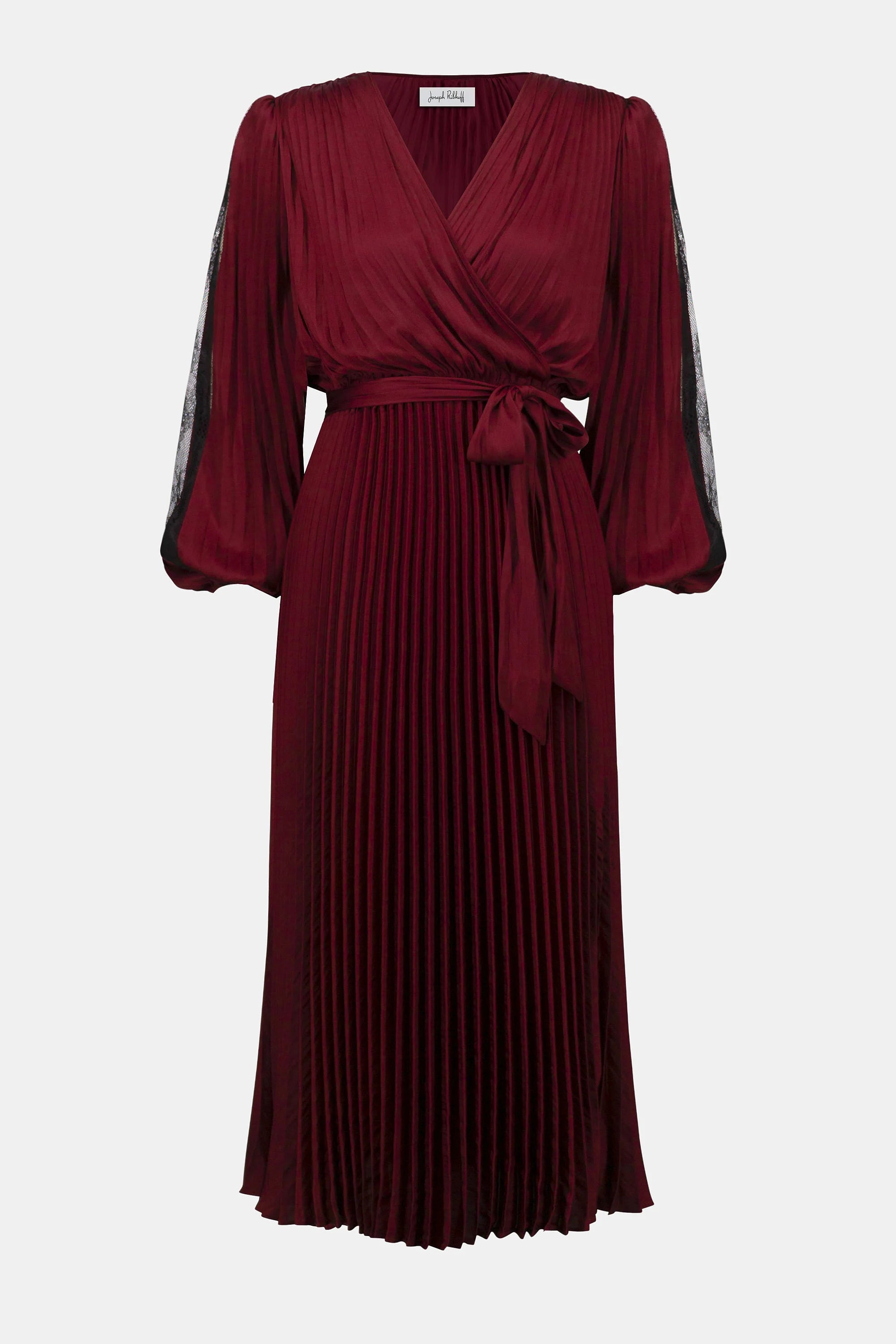 Pleated Satin Fit & Flare Dress 253775