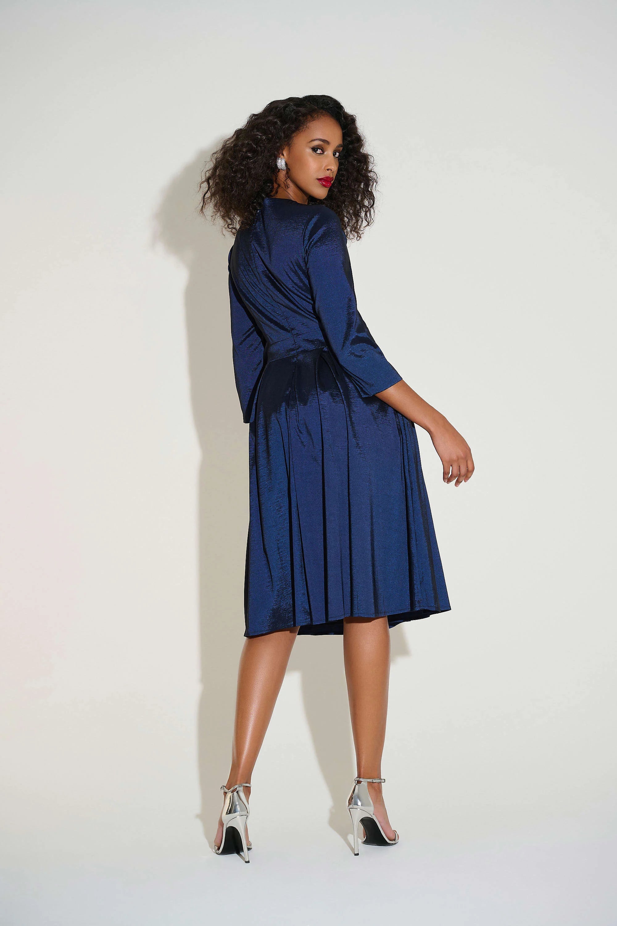 Stretch Taffeta Fit & Flare Dress 253777
