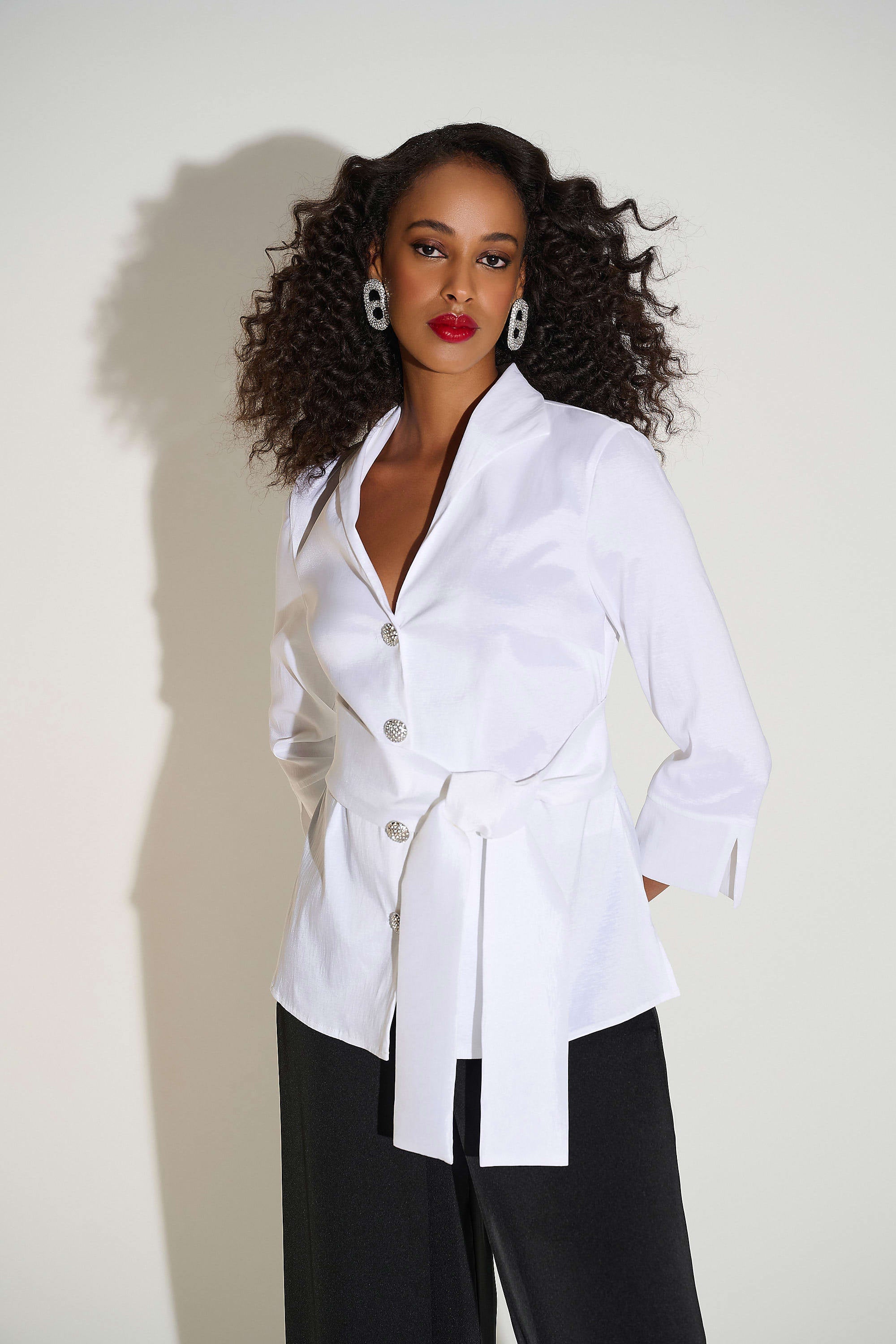 Stretch Taffeta Fitted Blouse 253797