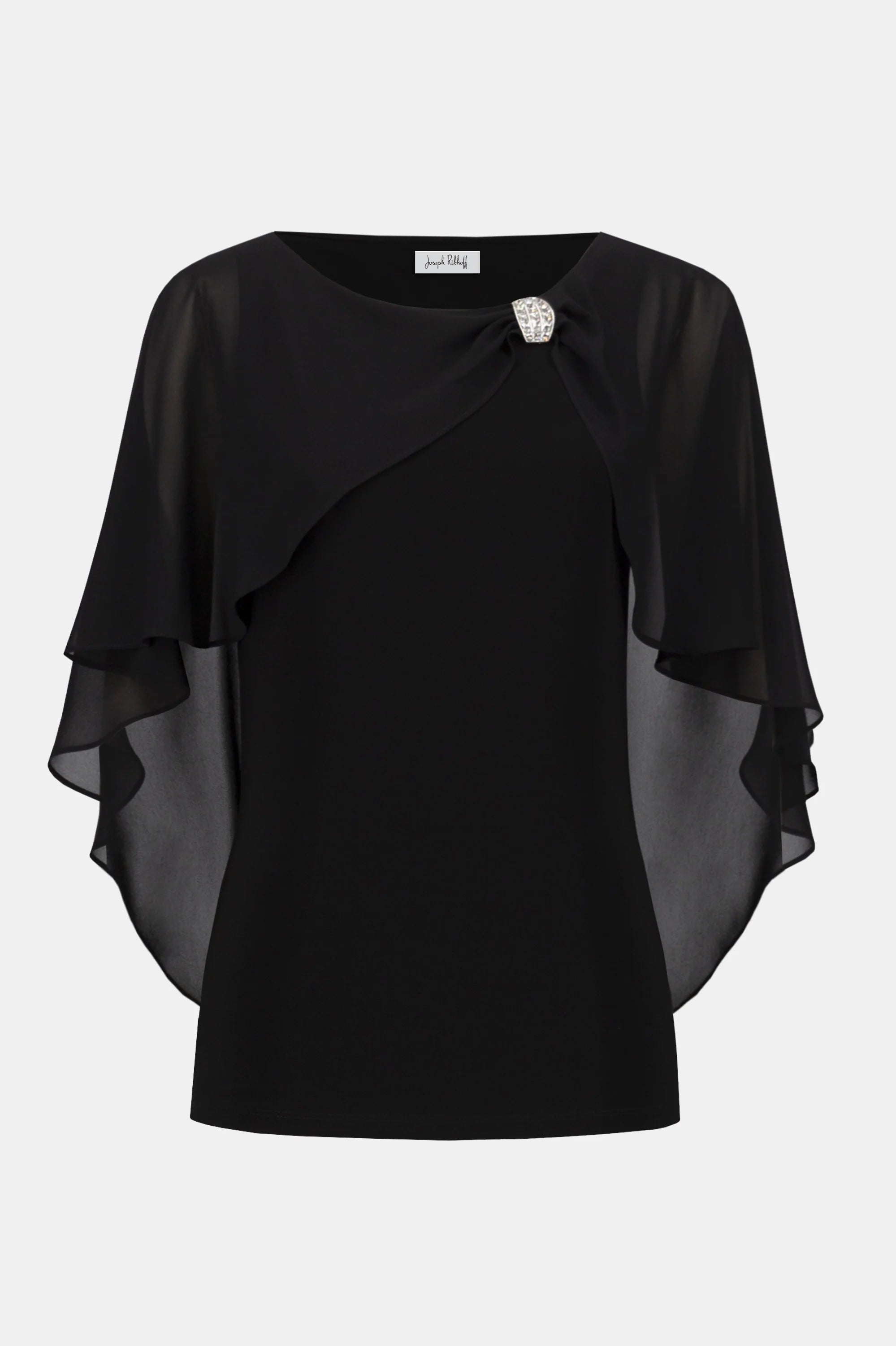 Chiffon and Silky Knit Cape Top 254021