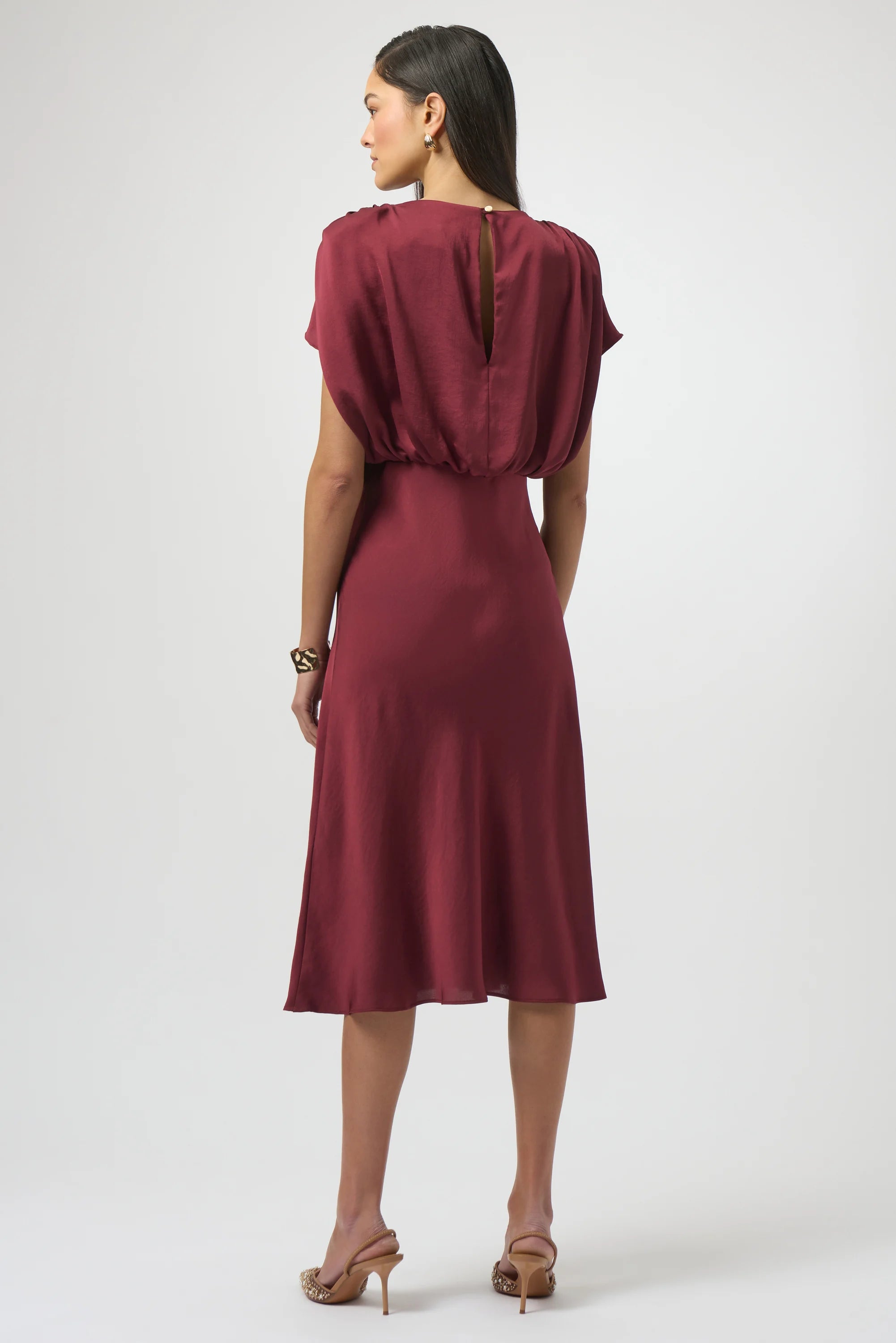 Recycled Satin Blouson A-Line Dress 254049