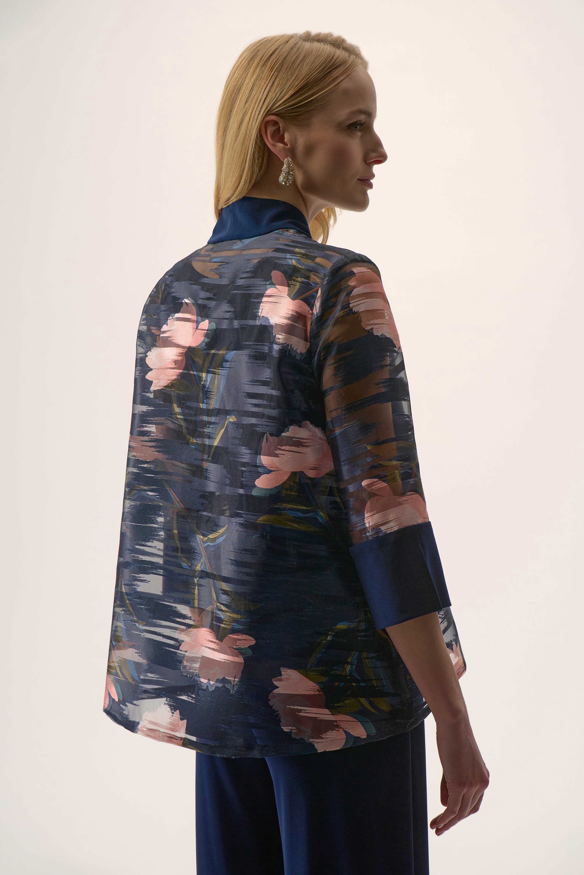 | Jacquard Organza Floral Print Swing Jacket 254729