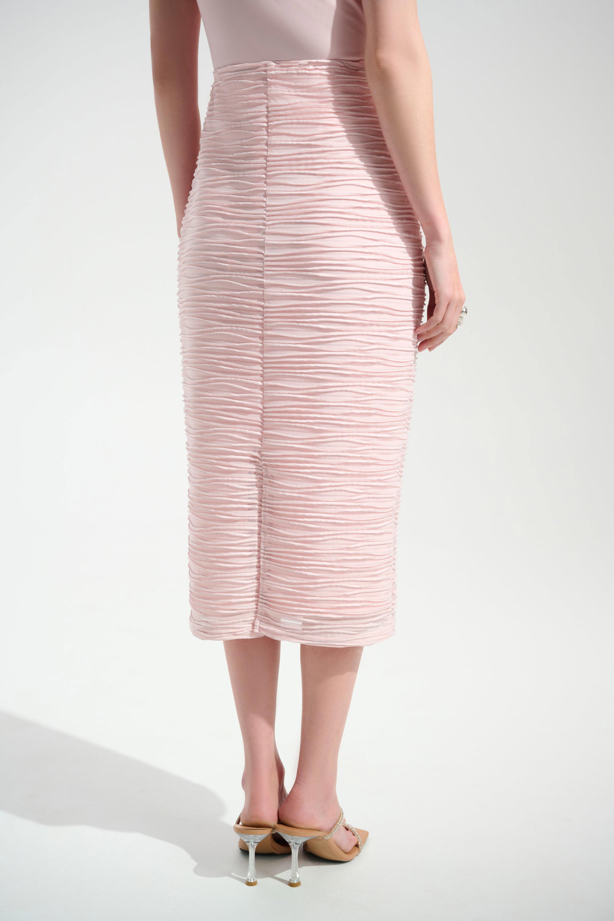 Lurex Cascade Knit Pull-On Pencil Skirt 254733S26