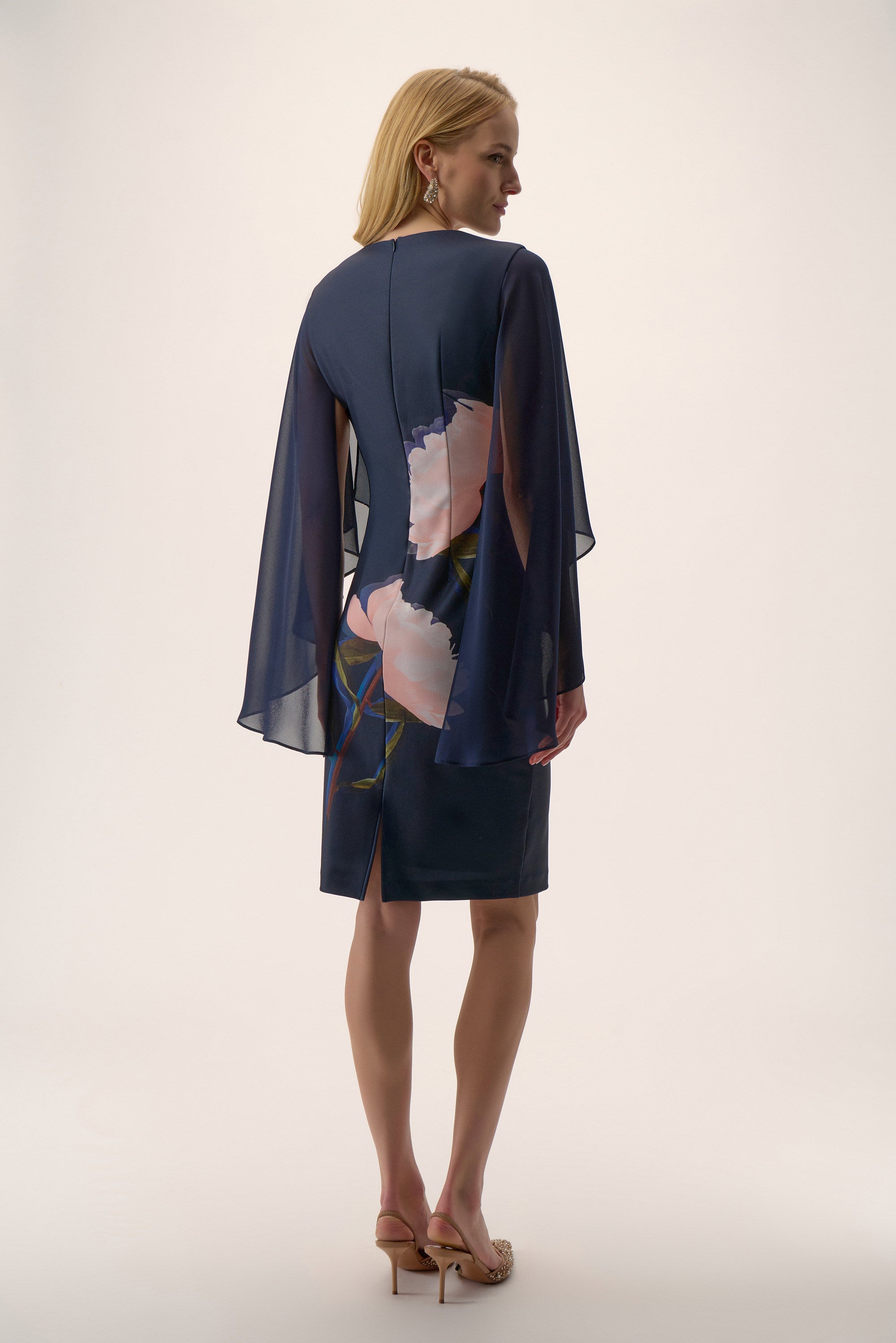 Silky Knit & Chiffon Floral Placement Sheath Dress 254734