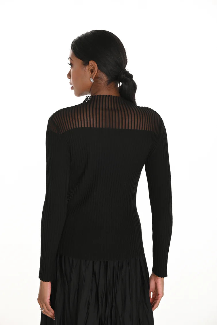 Black Ribbed Knit Top 259737