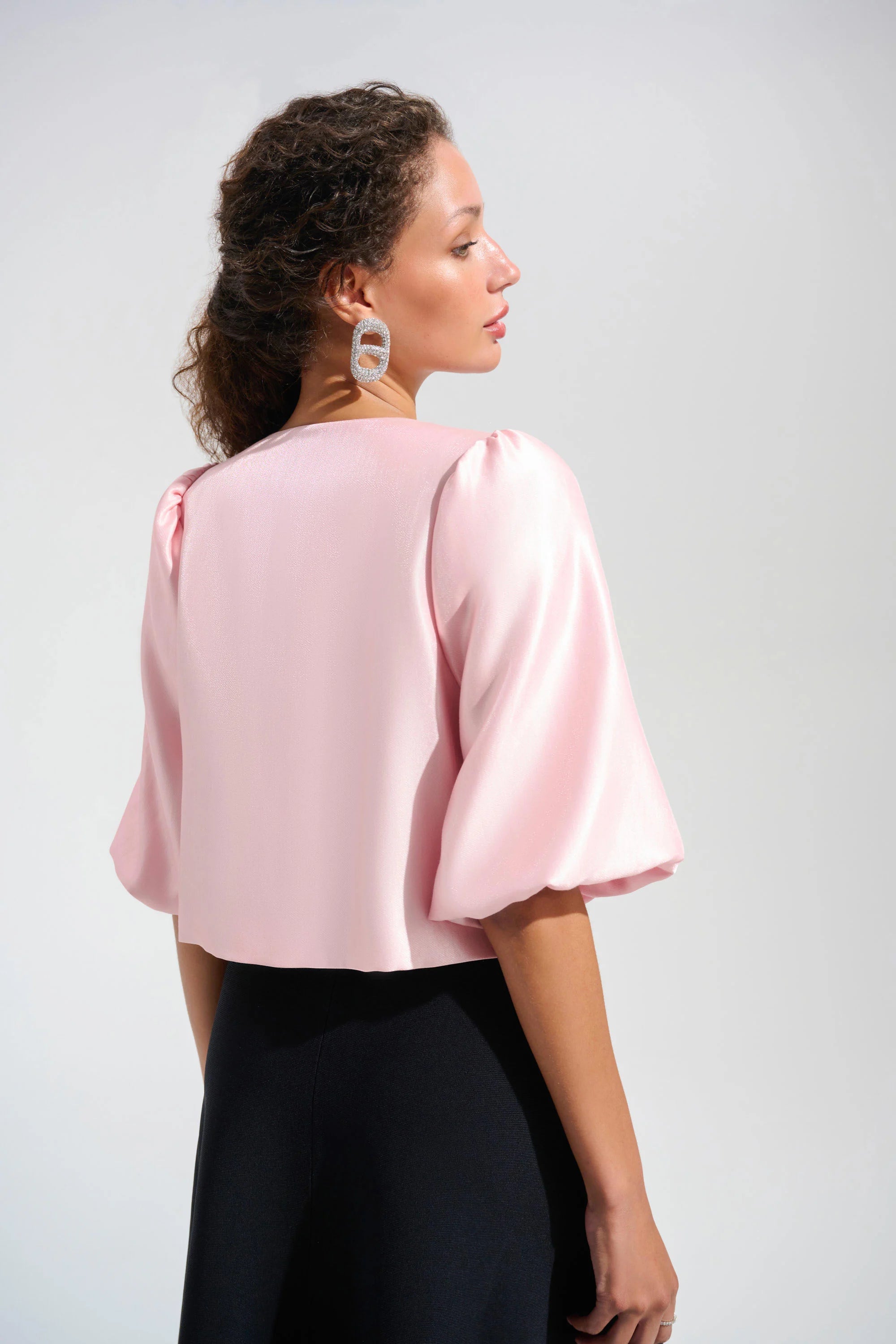 | Shimmer Jacquard Boxy Jacket With Puff Sleeves 261706