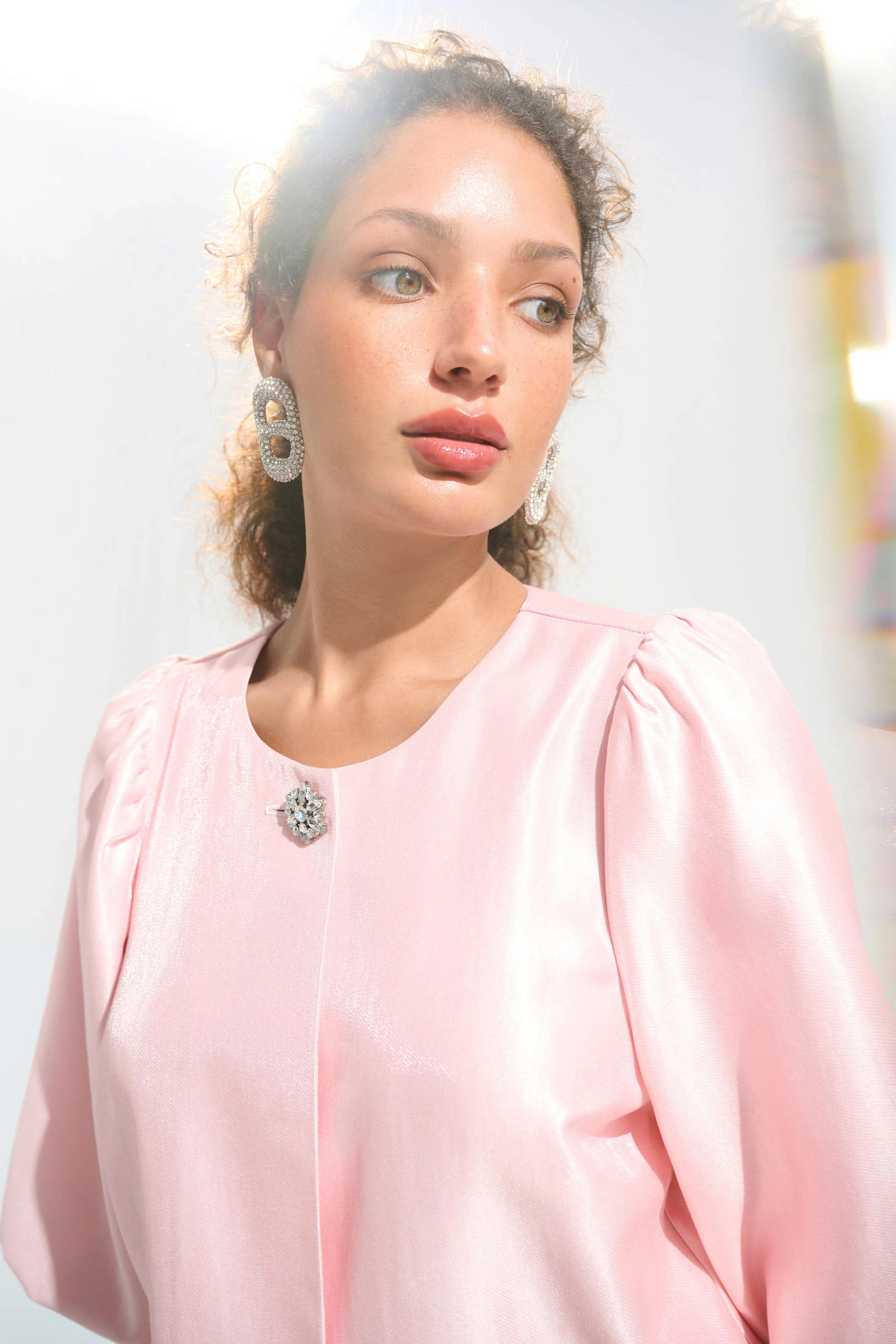 | Shimmer Jacquard Boxy Jacket With Puff Sleeves 261706