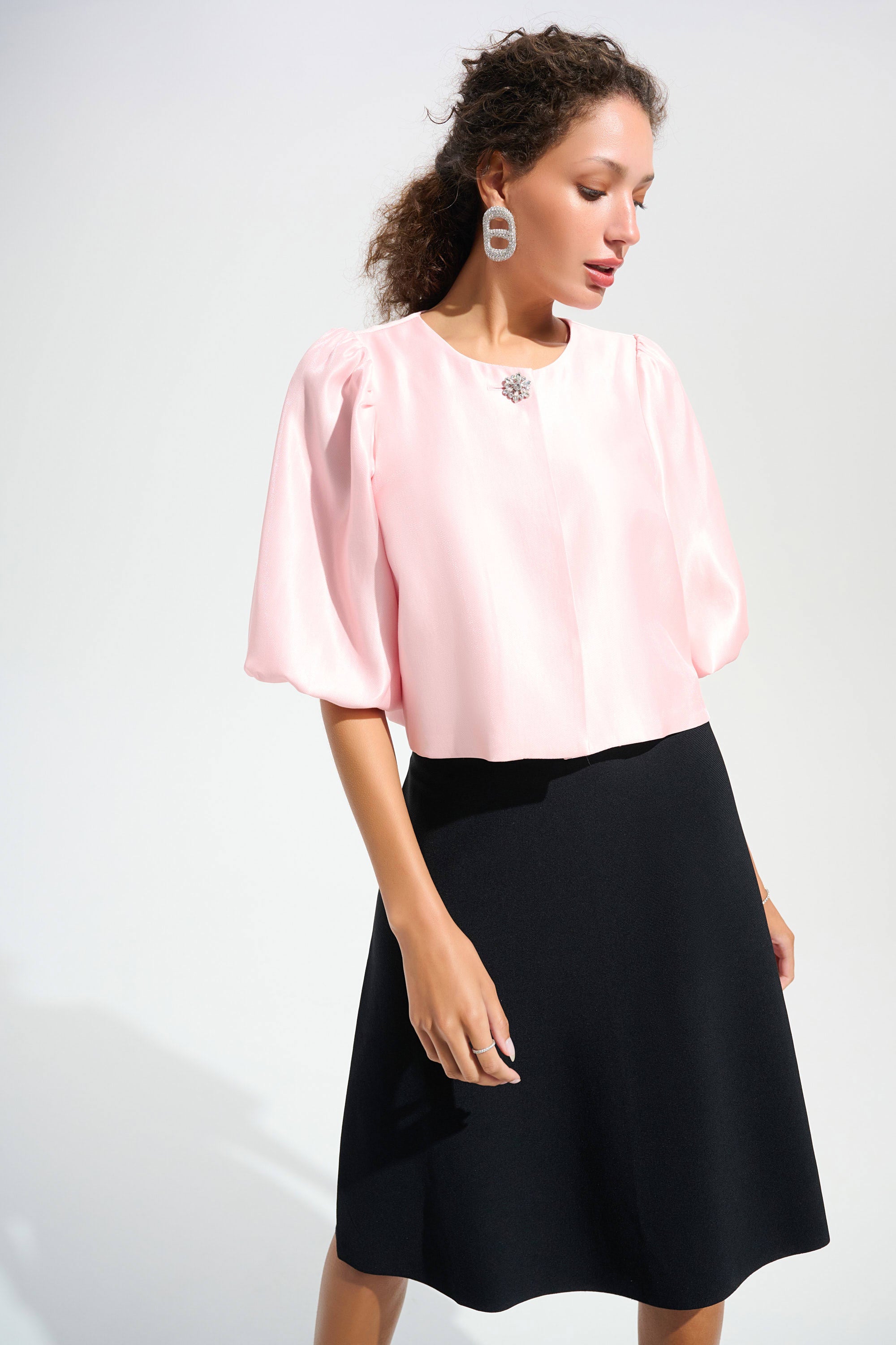 Viscose Sweaterknit A-Line Skirt in Black 261745