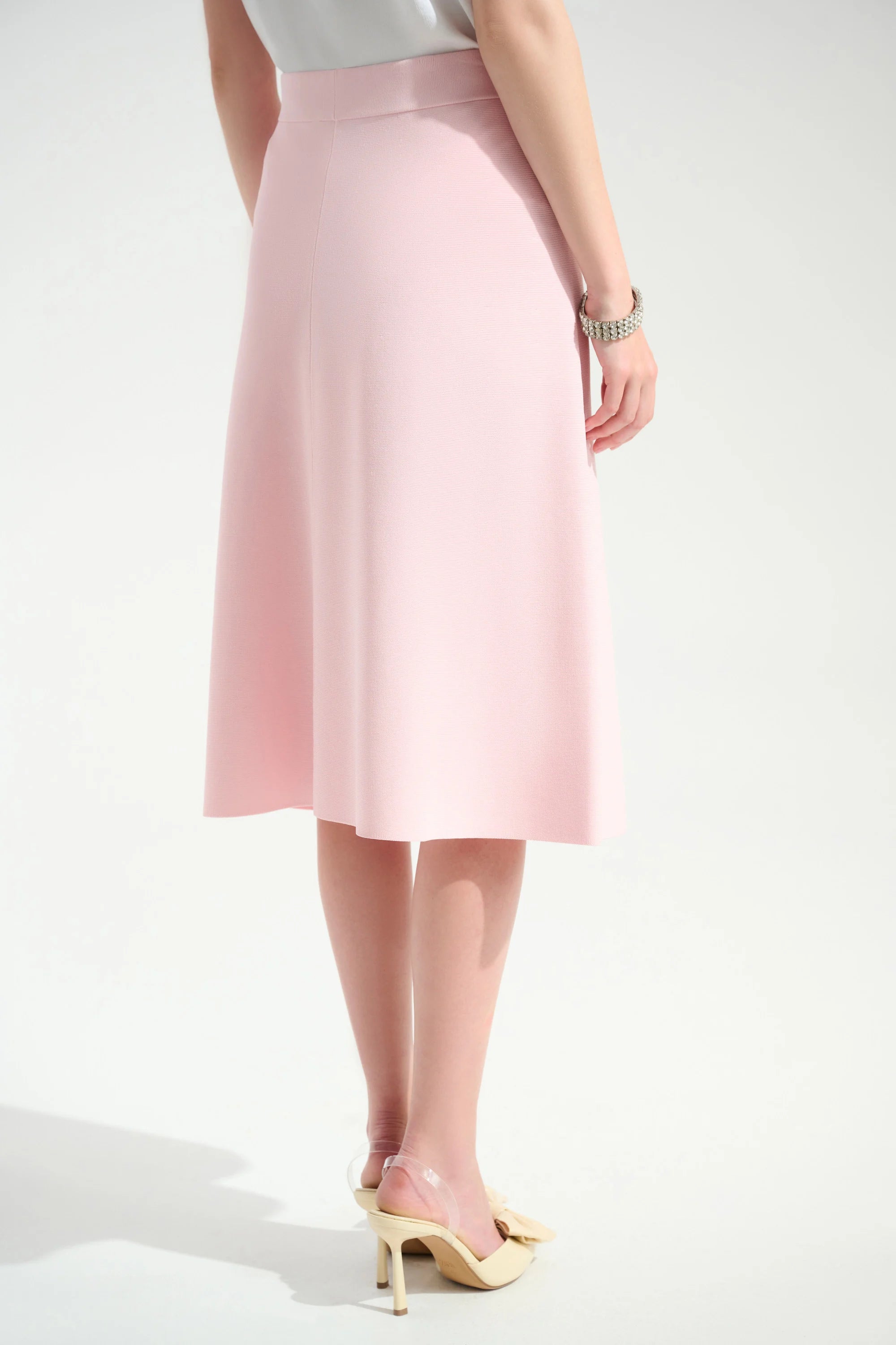 Viscose Sweaterknit A-Line Skirt in Petal Pink 261745