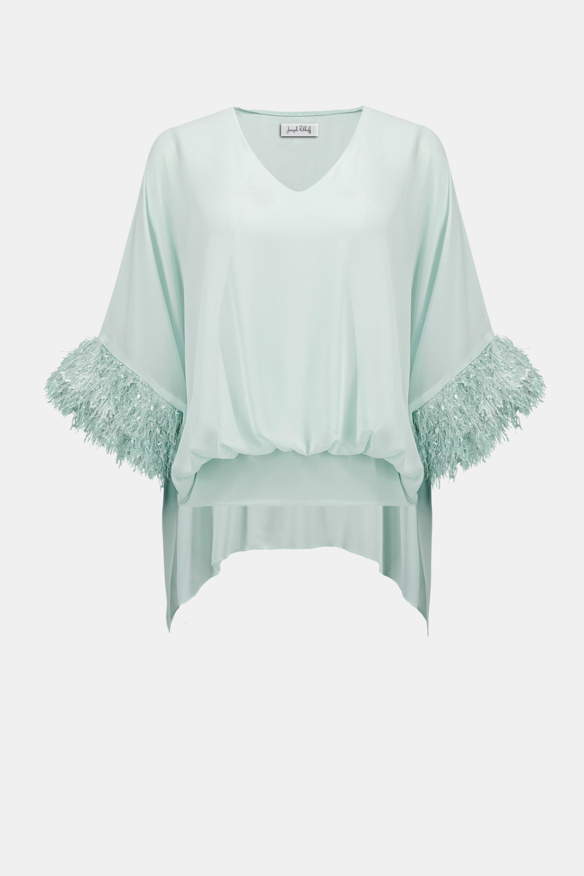 Chiffon Knit Poncho Top With Novelty Trim 262711