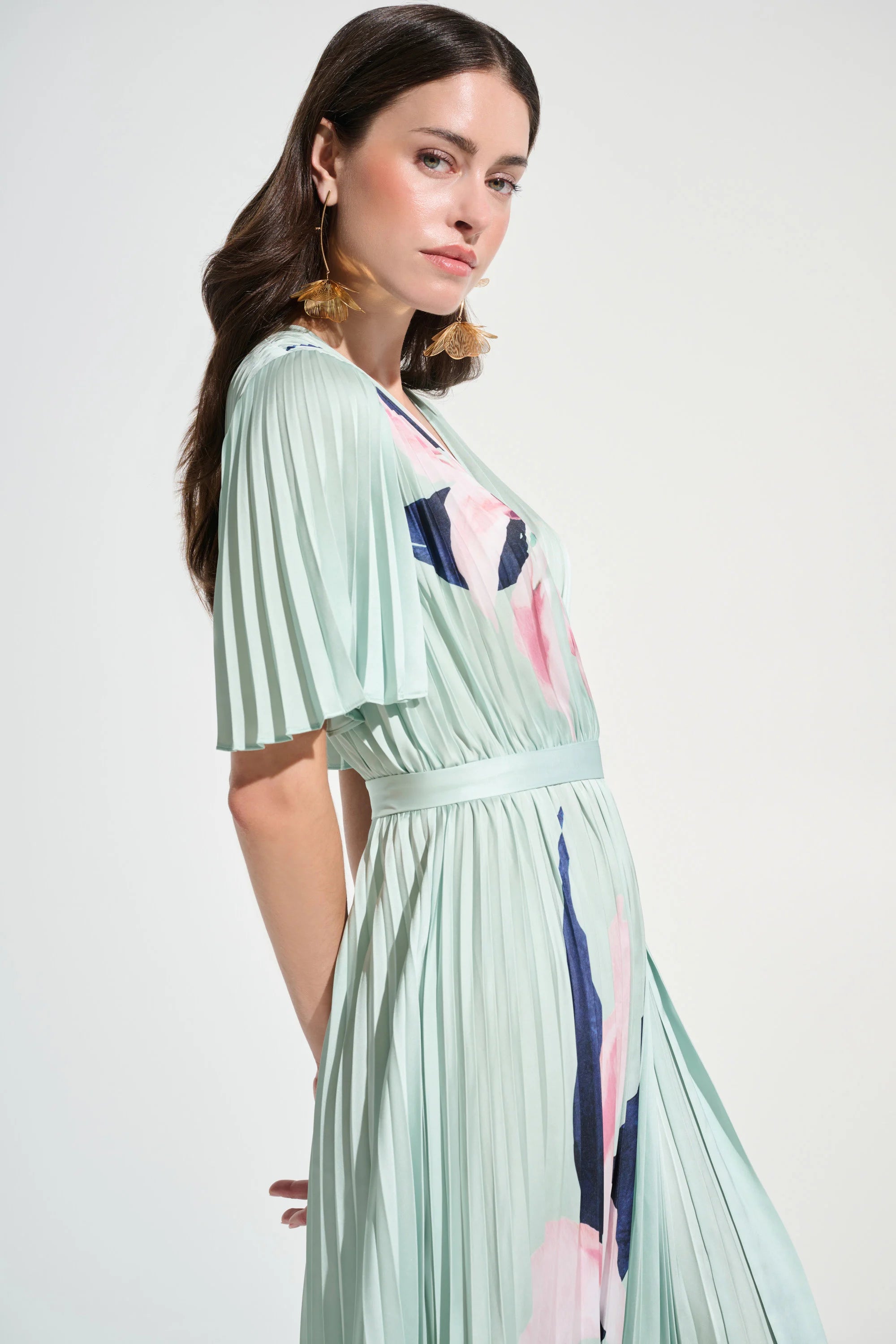 Satin Floral Print Fit And Flare Dress 262712