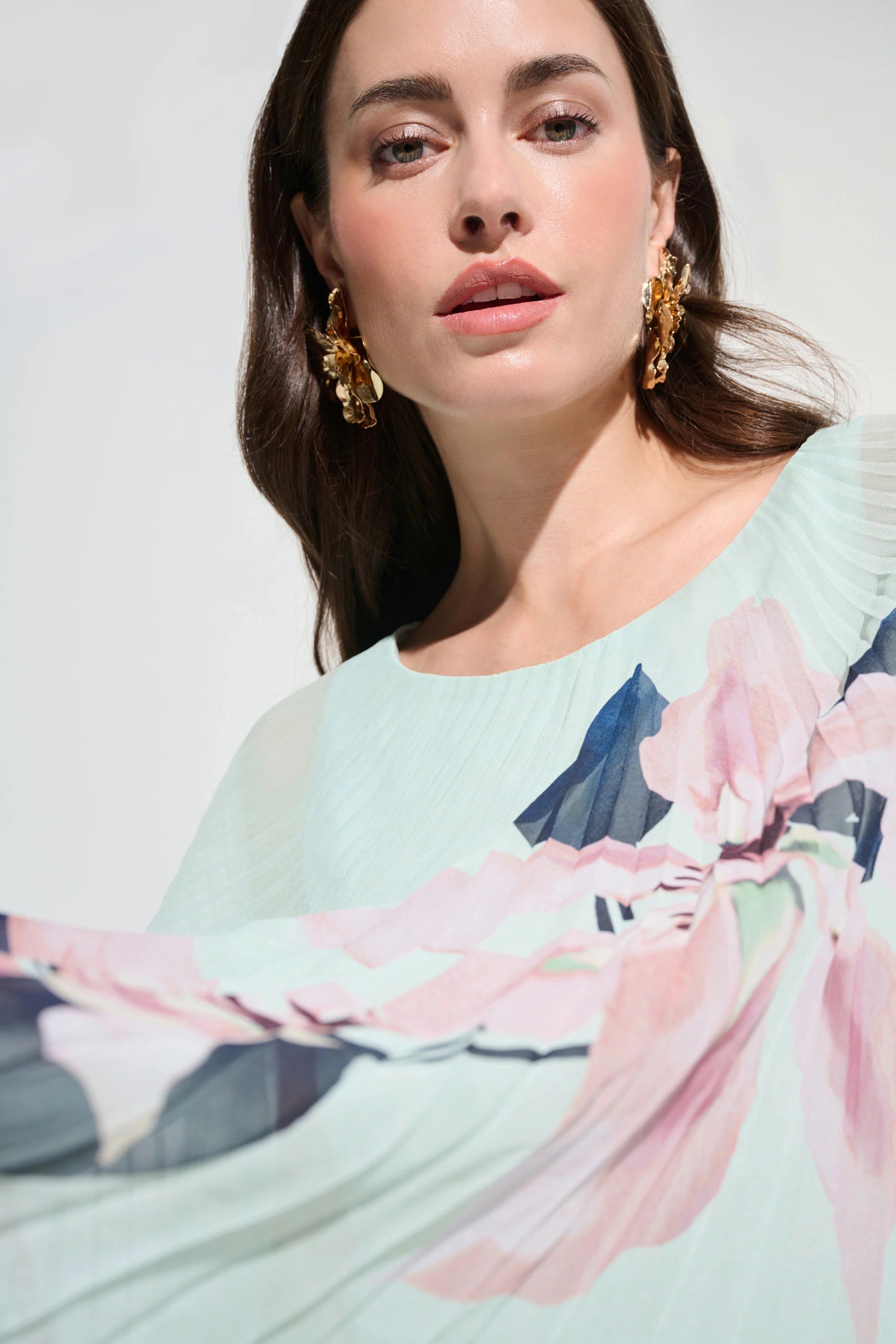 Chiffon Floral Print Pleated Poncho Top 262724