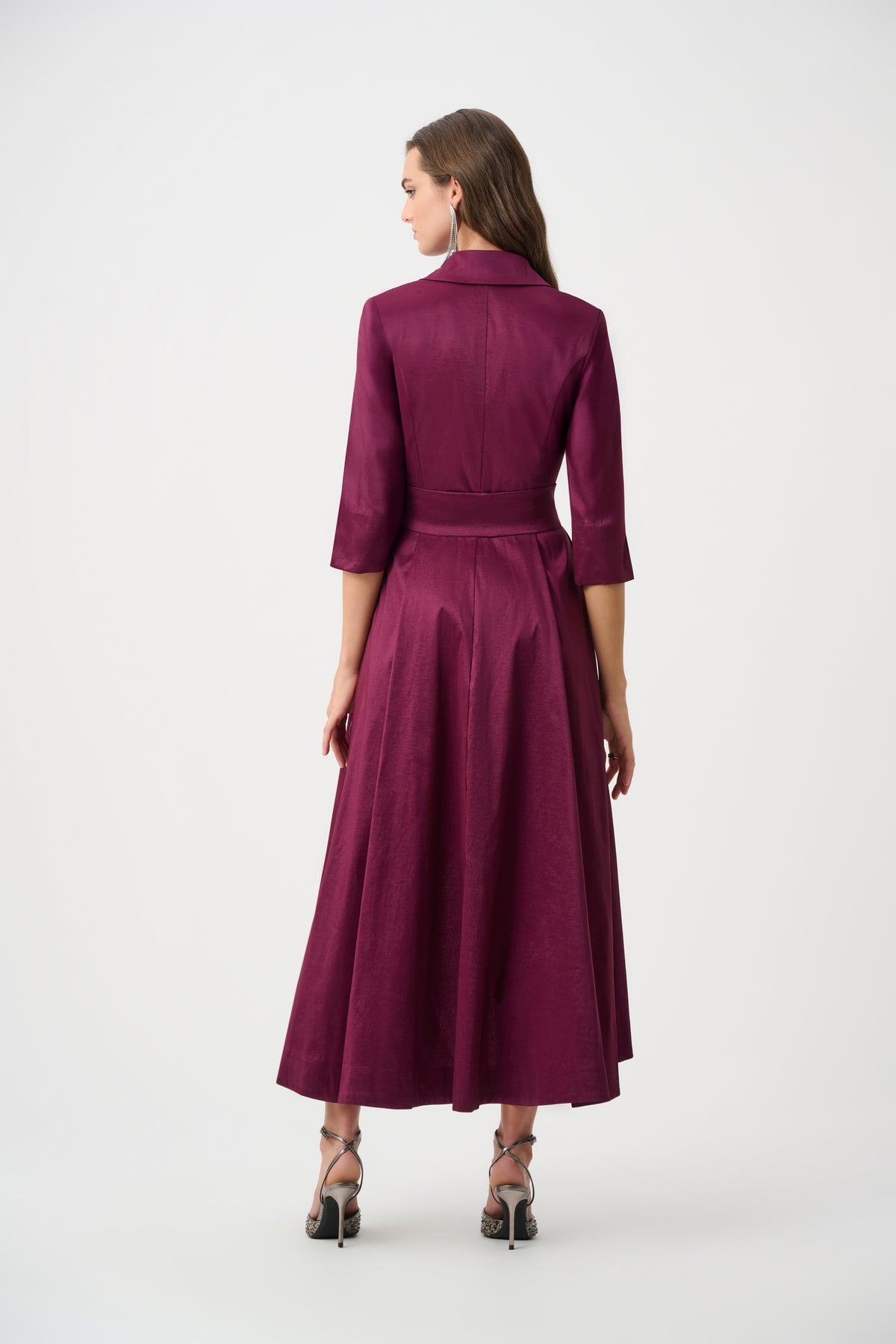 | Stretch Taffeta Fit and Flare Wrap Dress 263704