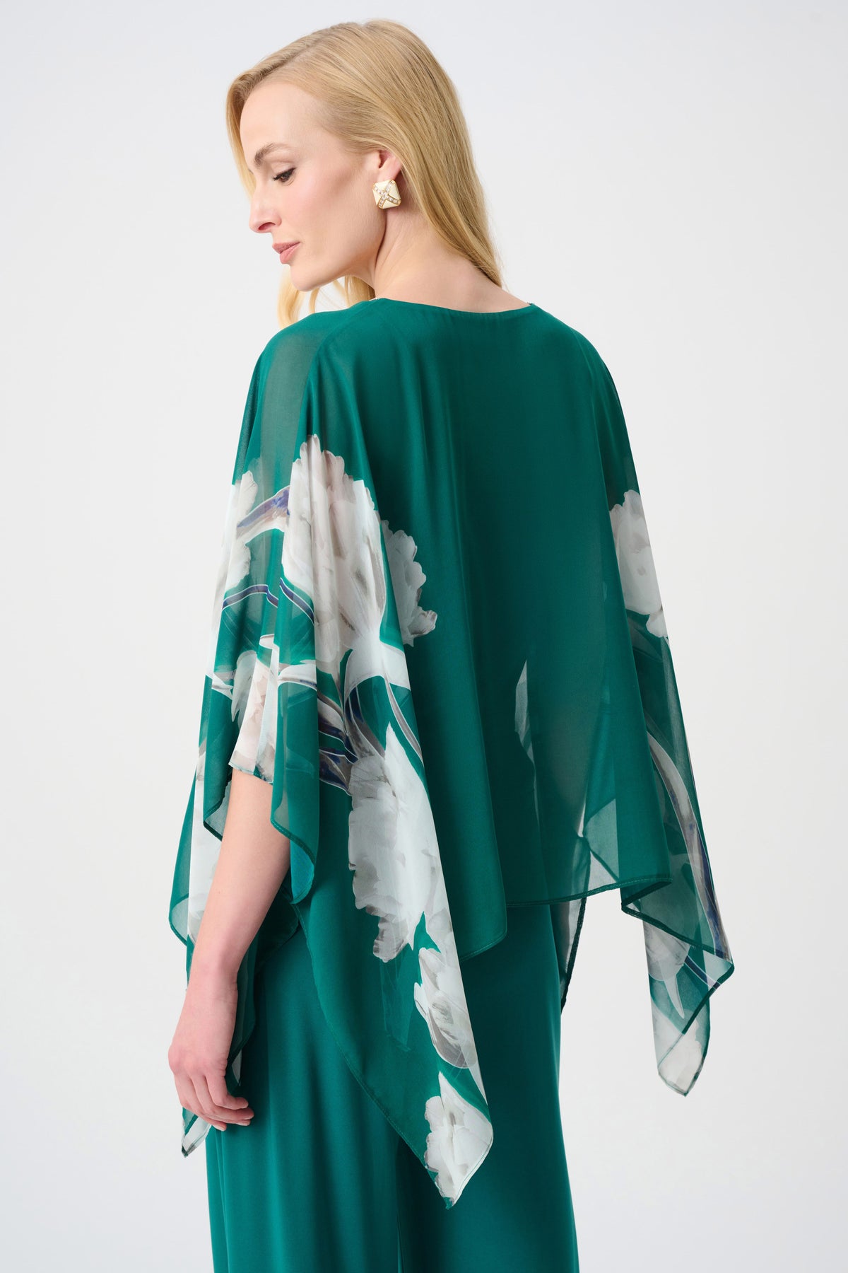 Recycled Chiffon Floral Print Poncho 263730