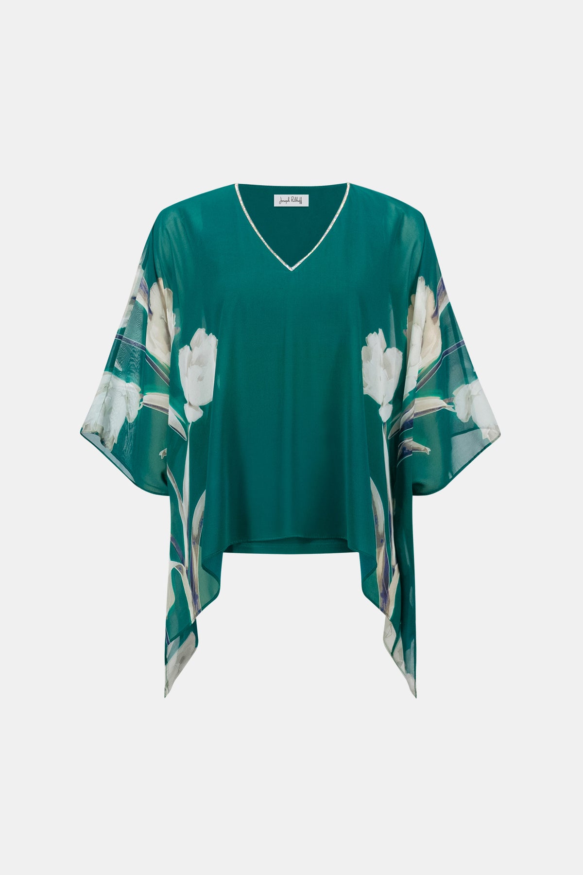 Recycled Chiffon Floral Print Poncho 263730