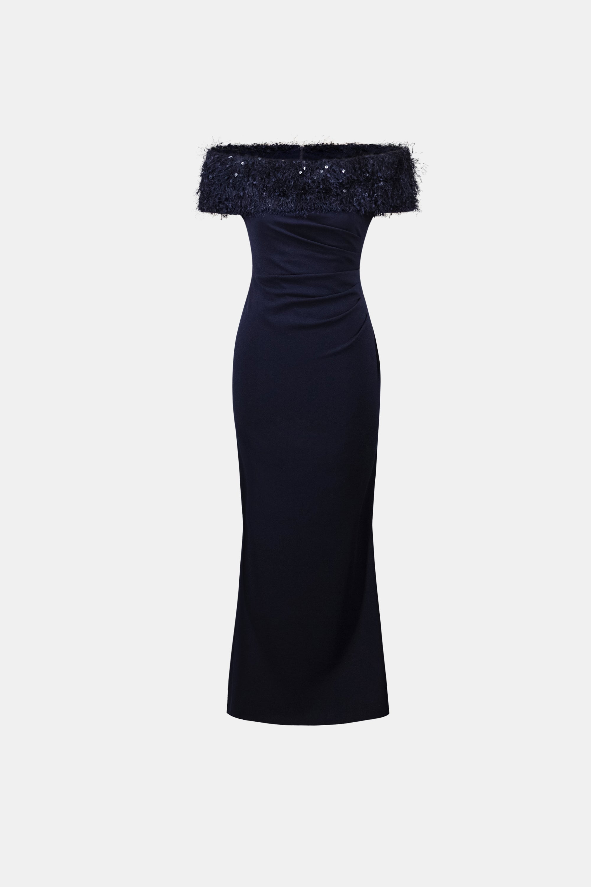 Off Shoulder Fringed Trumpet Gown 264713